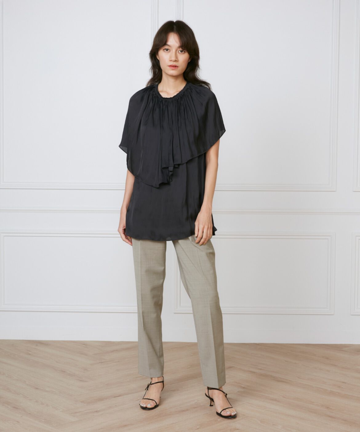 INED「《大きいサイズ》フロントタックパンツ《la veille by SUPERIOR CLOSET》」|その他|