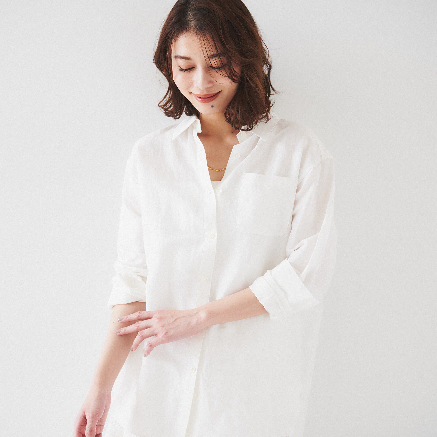 UNTITLED「【セットアップ可能/手洗い可】リネン混 ベーシックシャツ」|シャツ・ブラウス|