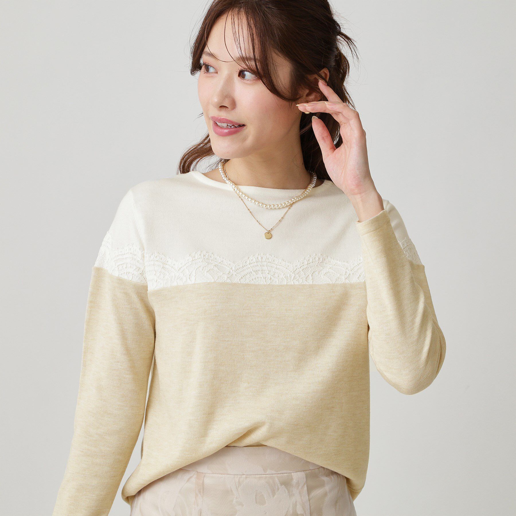 COUP DE CHANCE「【手洗い可】カラーブロック レースニット」|ニット・セーター|