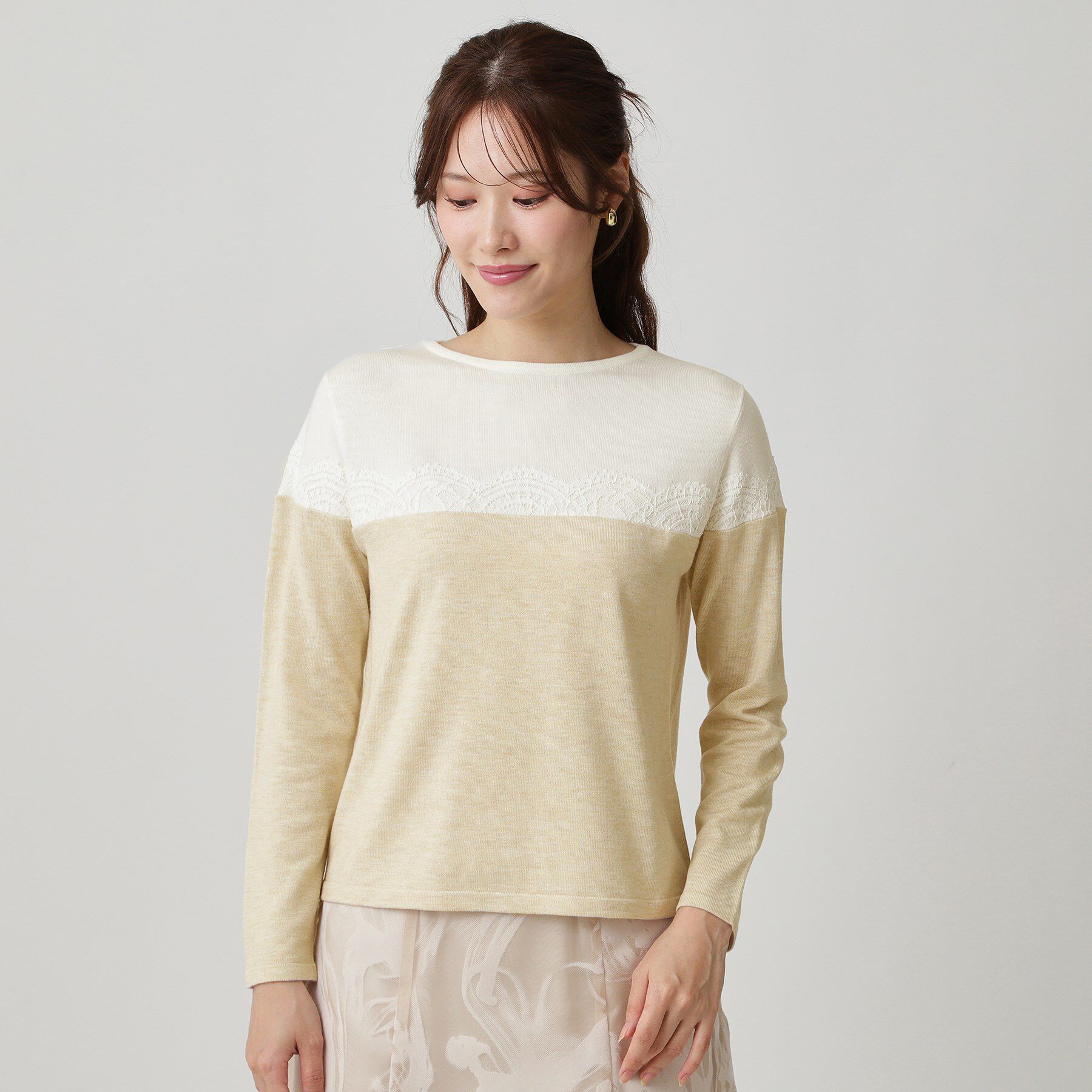 COUP DE CHANCE「【手洗い可】カラーブロック レースニット」|ニット・セーター|