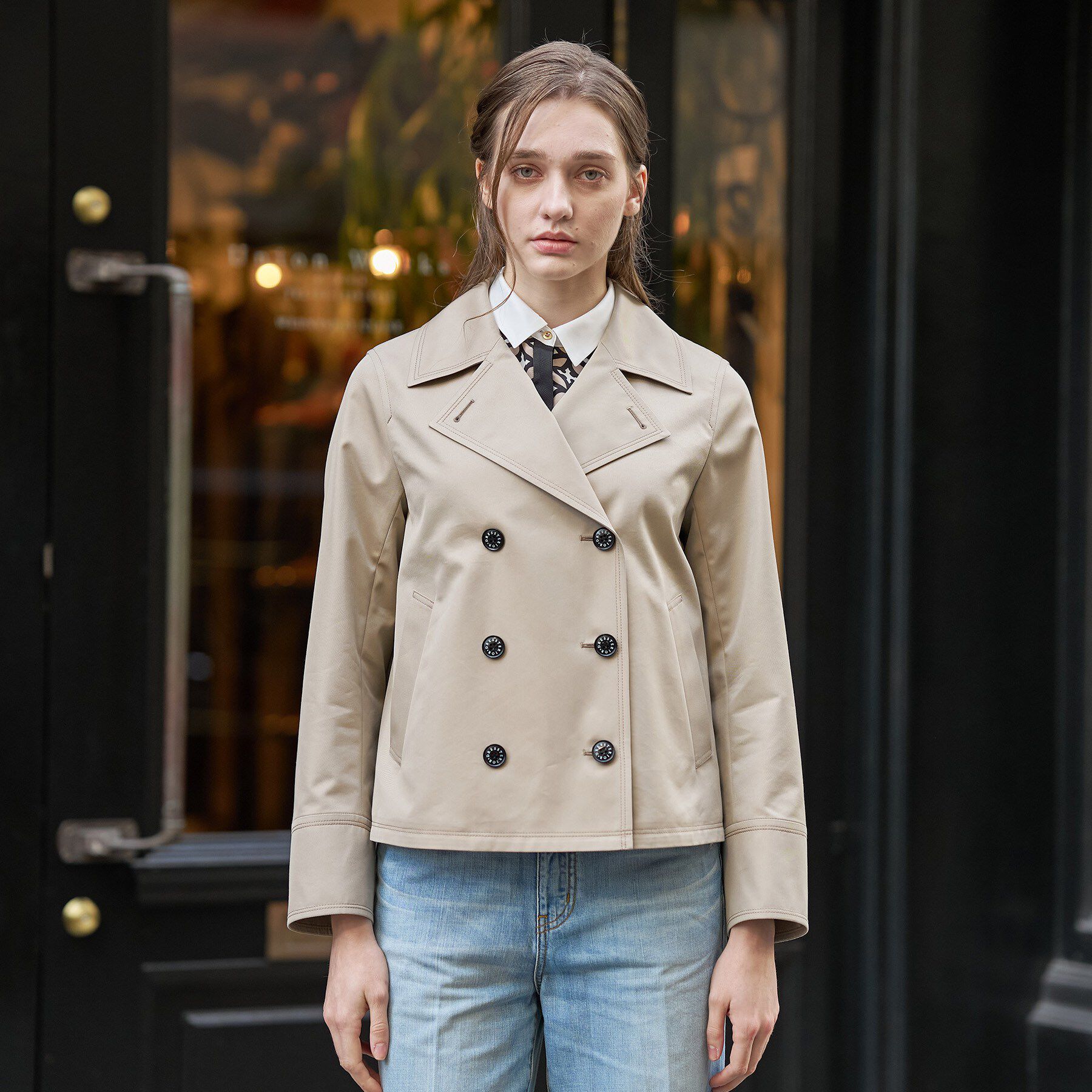 DRESSTERIOR「【撥水素材】Aラインショートトレンチコート」|トレンチコート|