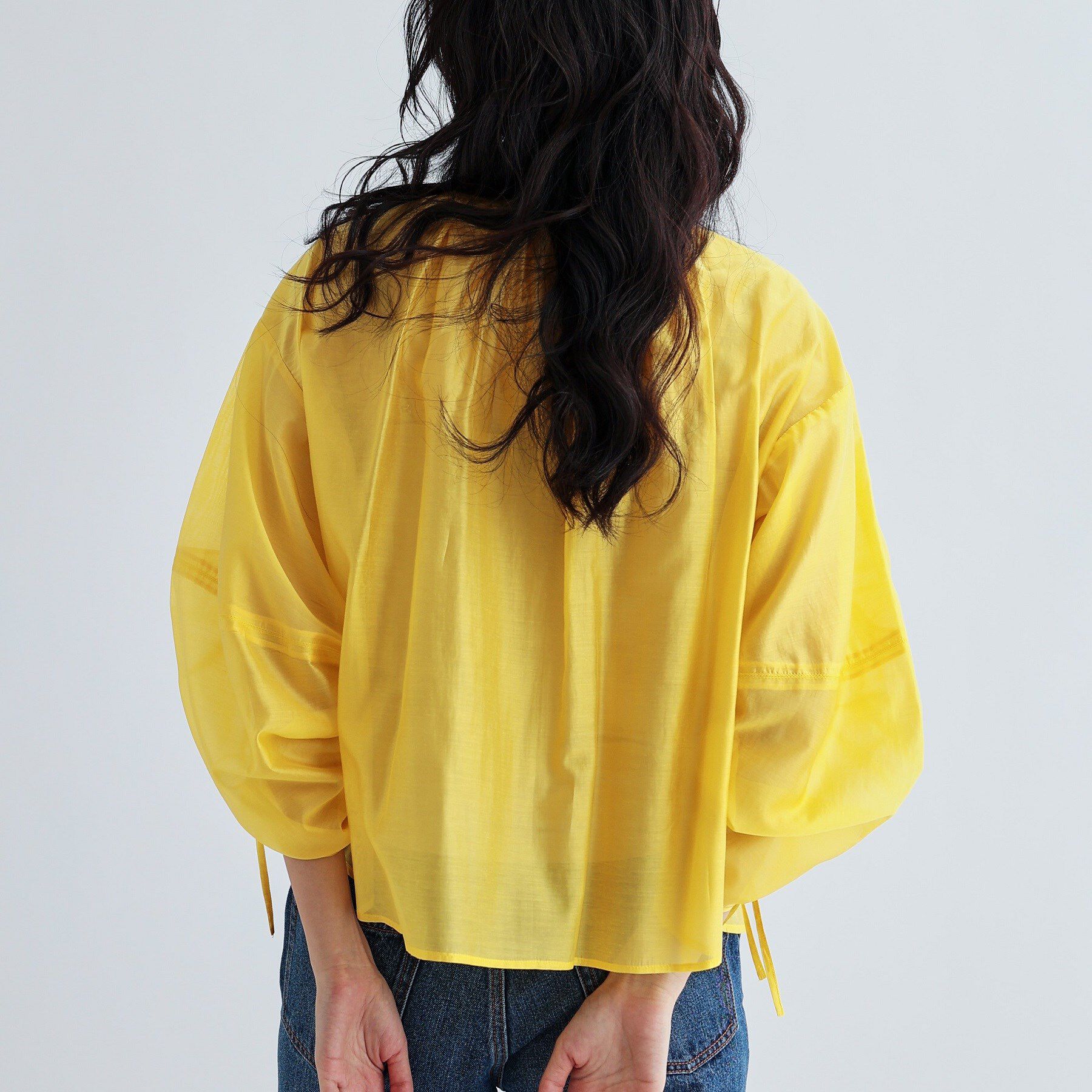 GALLEST「袖シャーリングシアーローンブラウス」|シャツ・ブラウス|