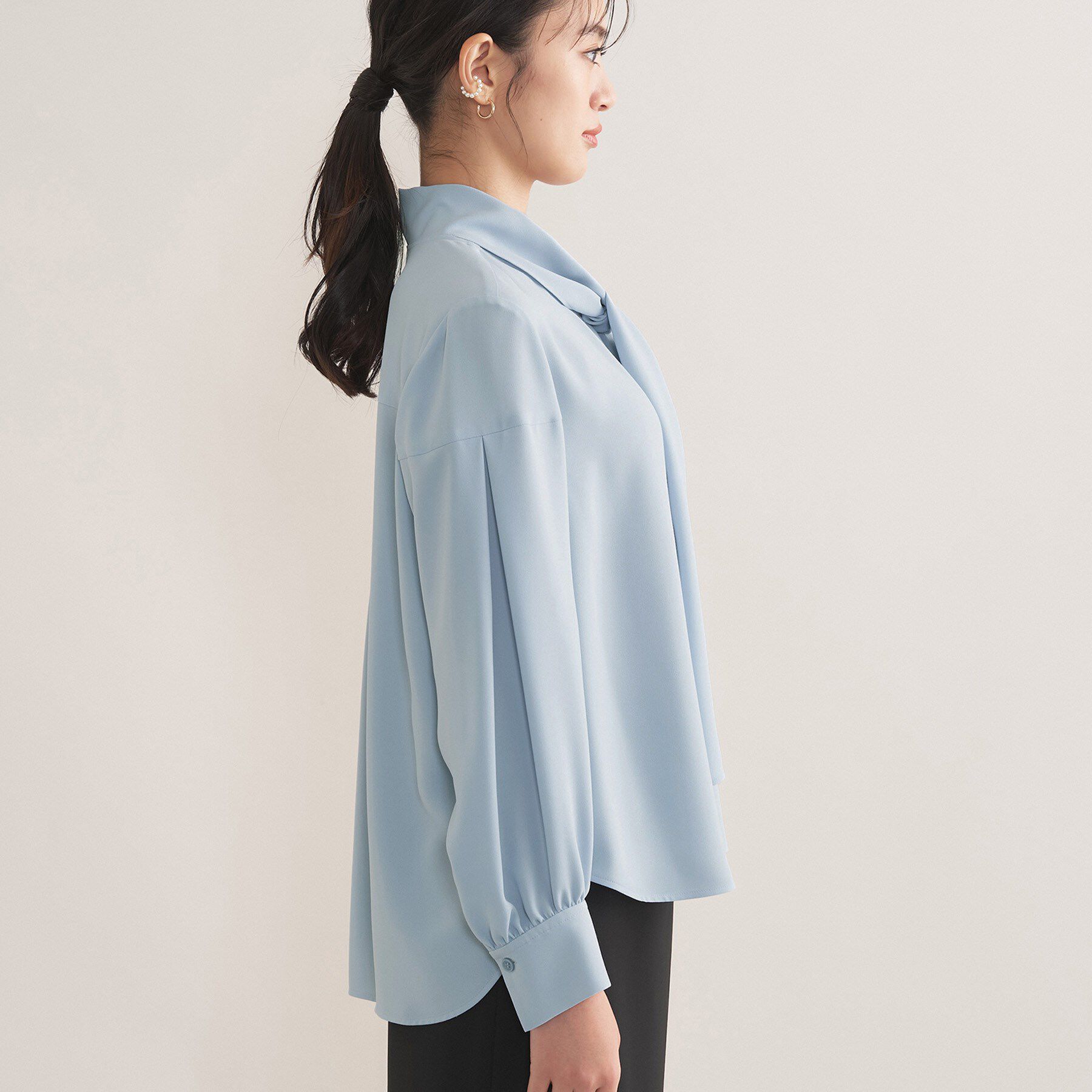 INDIVI「【セレモニー／洗える】ジョーゼットボウタイブラウス」|シャツ・ブラウス|