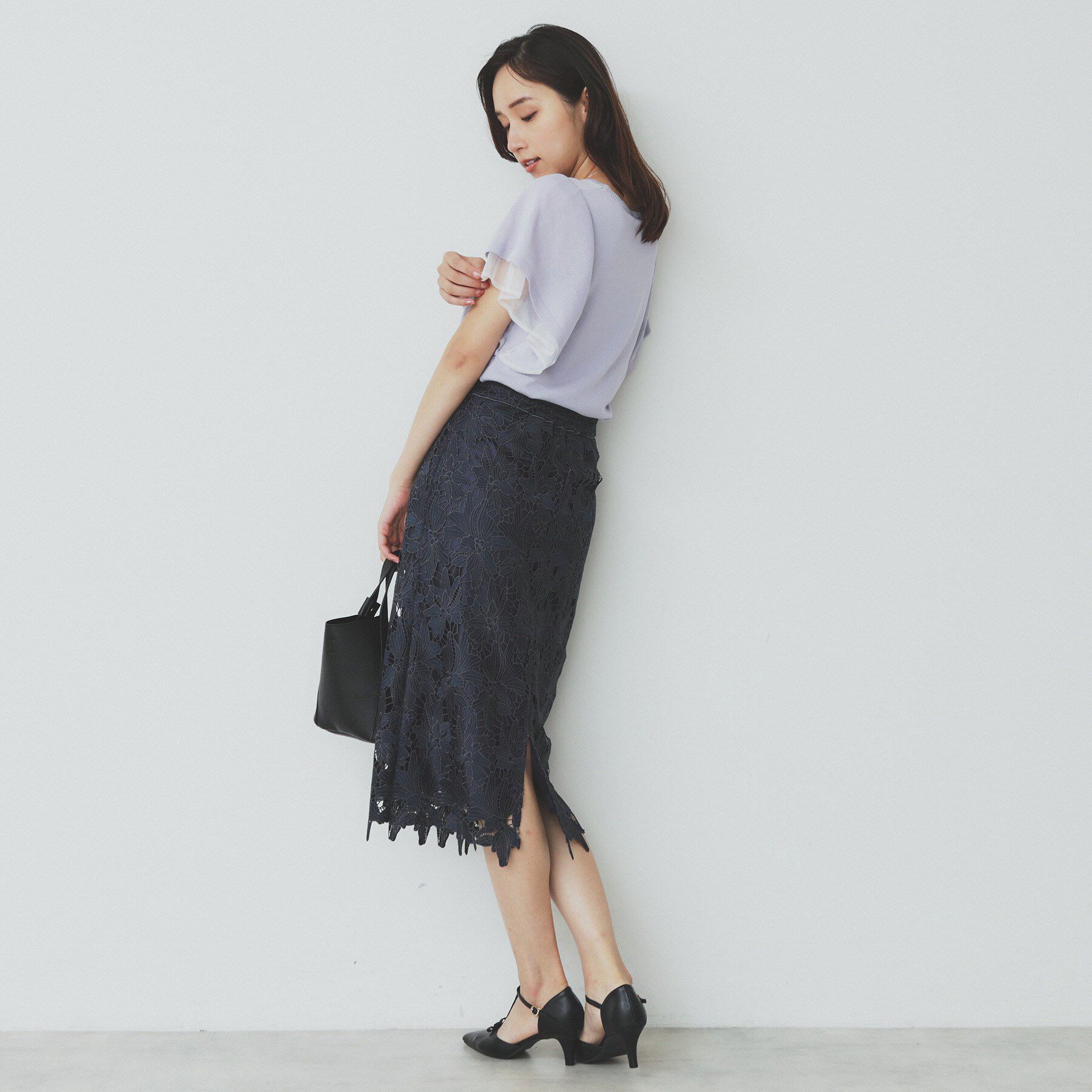 index「ダブルフレアスリーブニット【洗濯機洗い可/抗ピル/UVケア】」|ニット・セーター|