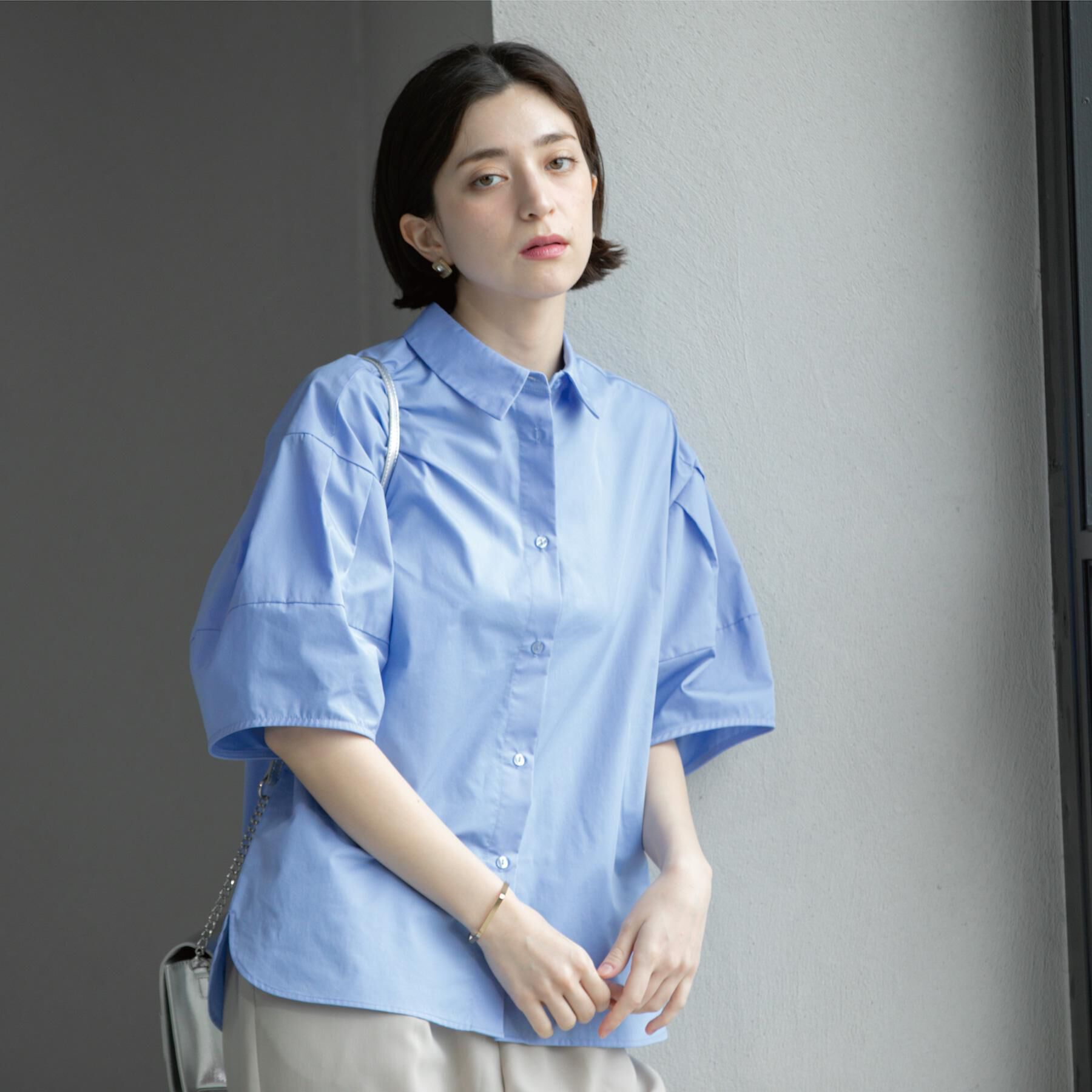 OPAQUE.CLIP「《美人百花掲載》ランタンスリーブシャツ【洗濯機洗い可】」|シャツ・ブラウス|