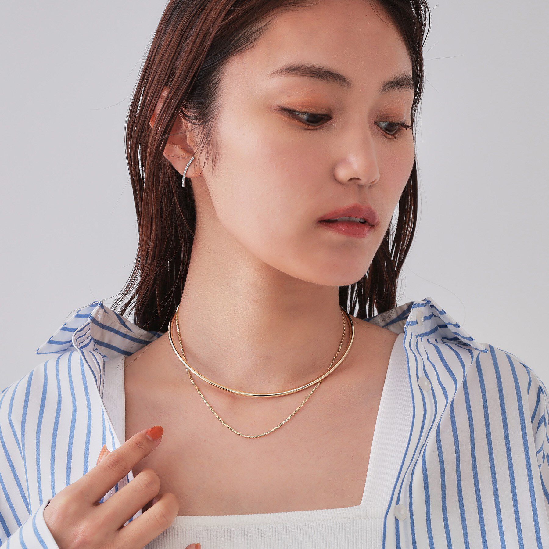 OPAQUE.CLIP「チェーン付きネックカフ」|ネックレス|