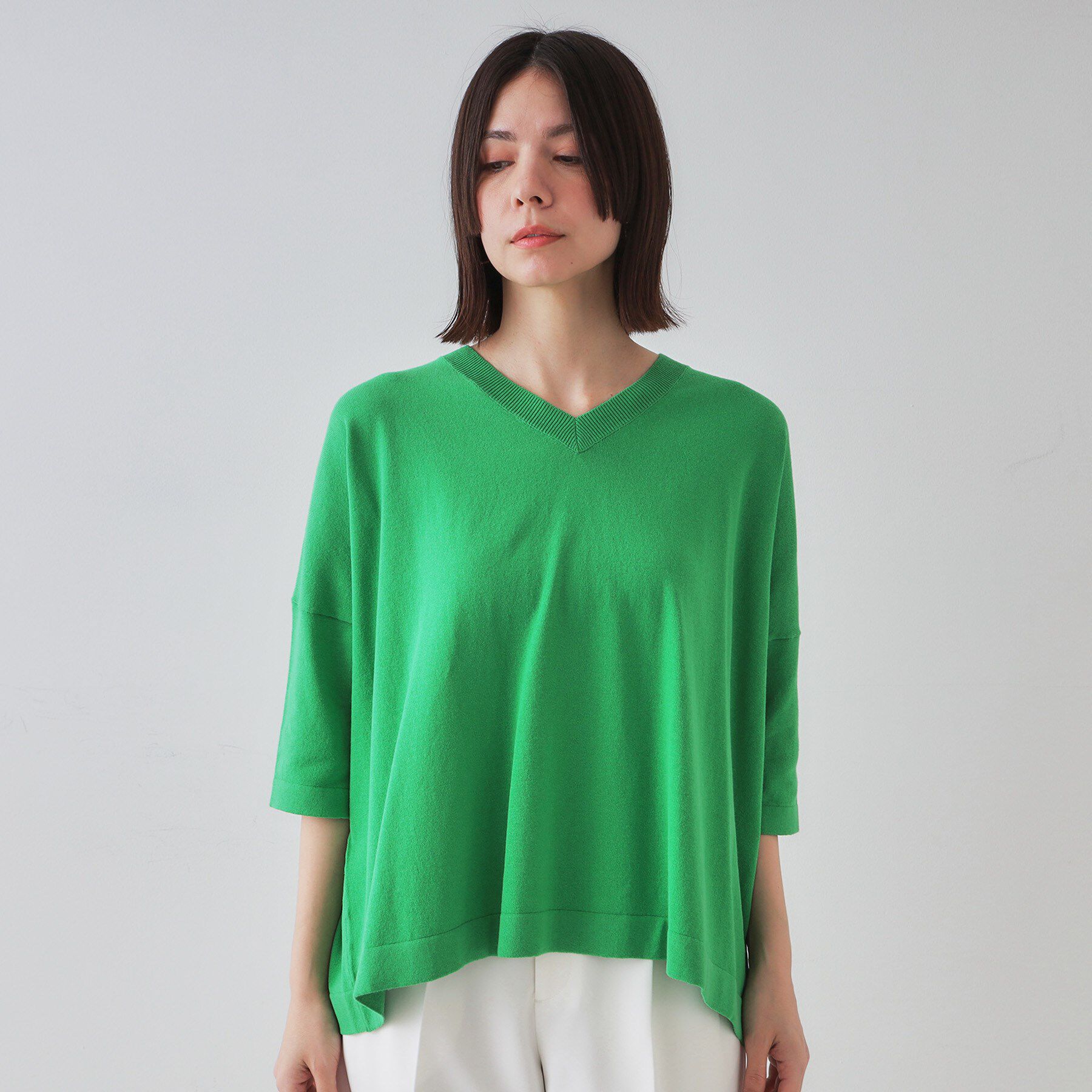 OPAQUE.CLIP「リラクシーワイドVネックニット【洗濯機洗い可】」|ニット・セーター|