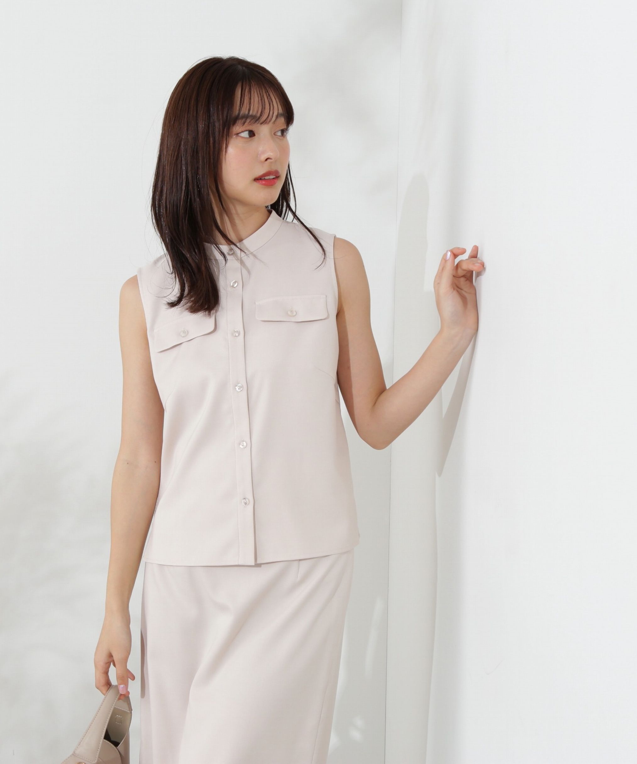 PROPORTION BODY DRESSING「ベーシックフロント釦ノースリブラウス」|シャツ・ブラウス|