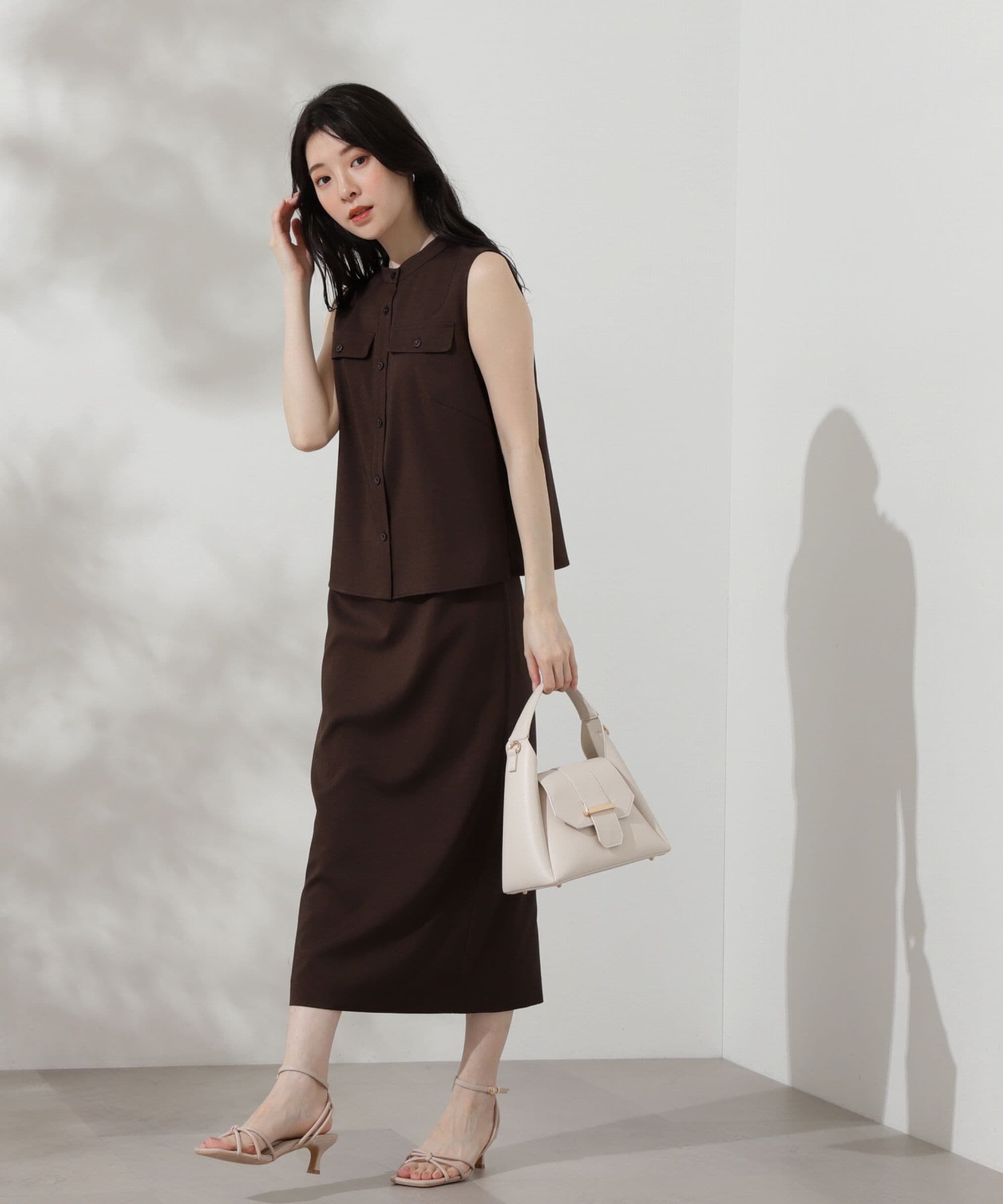 PROPORTION BODY DRESSING「ベーシックフロント釦ノースリブラウス」|シャツ・ブラウス|