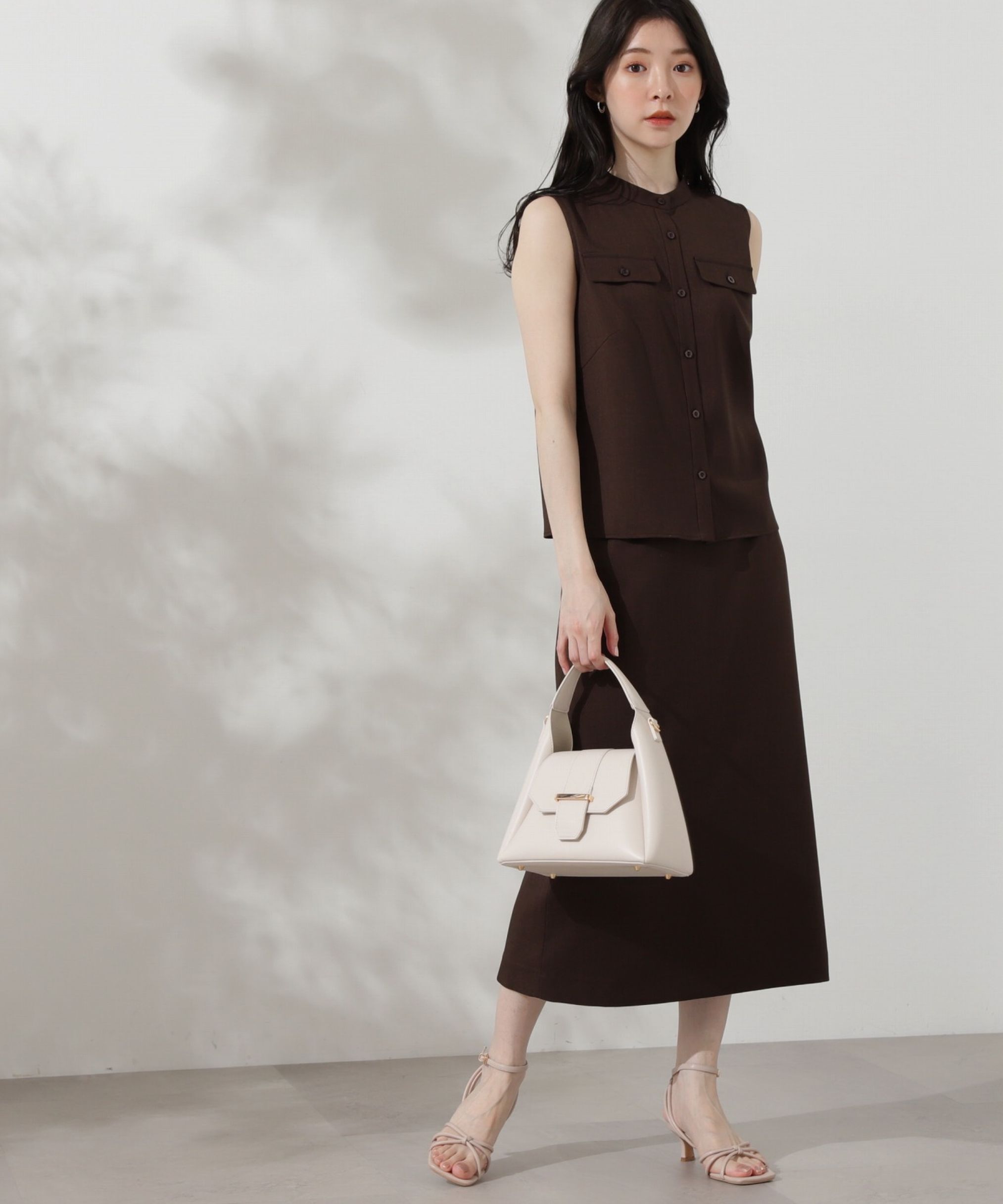 PROPORTION BODY DRESSING「ベーシックフロント釦ノースリブラウス」|シャツ・ブラウス|