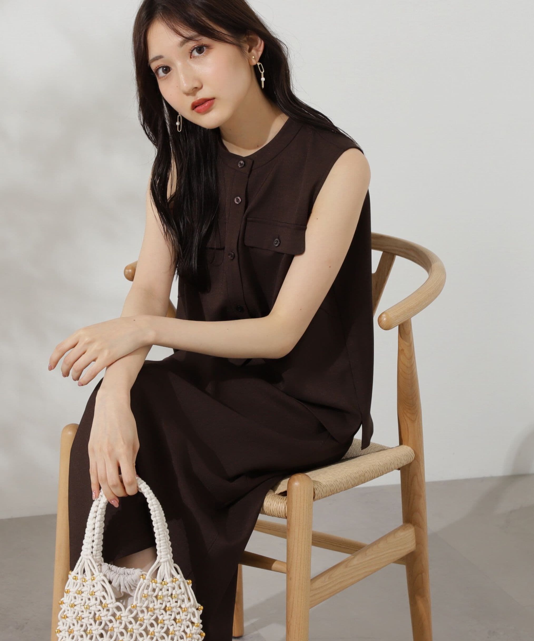 PROPORTION BODY DRESSING「ベーシックフロント釦ノースリブラウス」|シャツ・ブラウス|