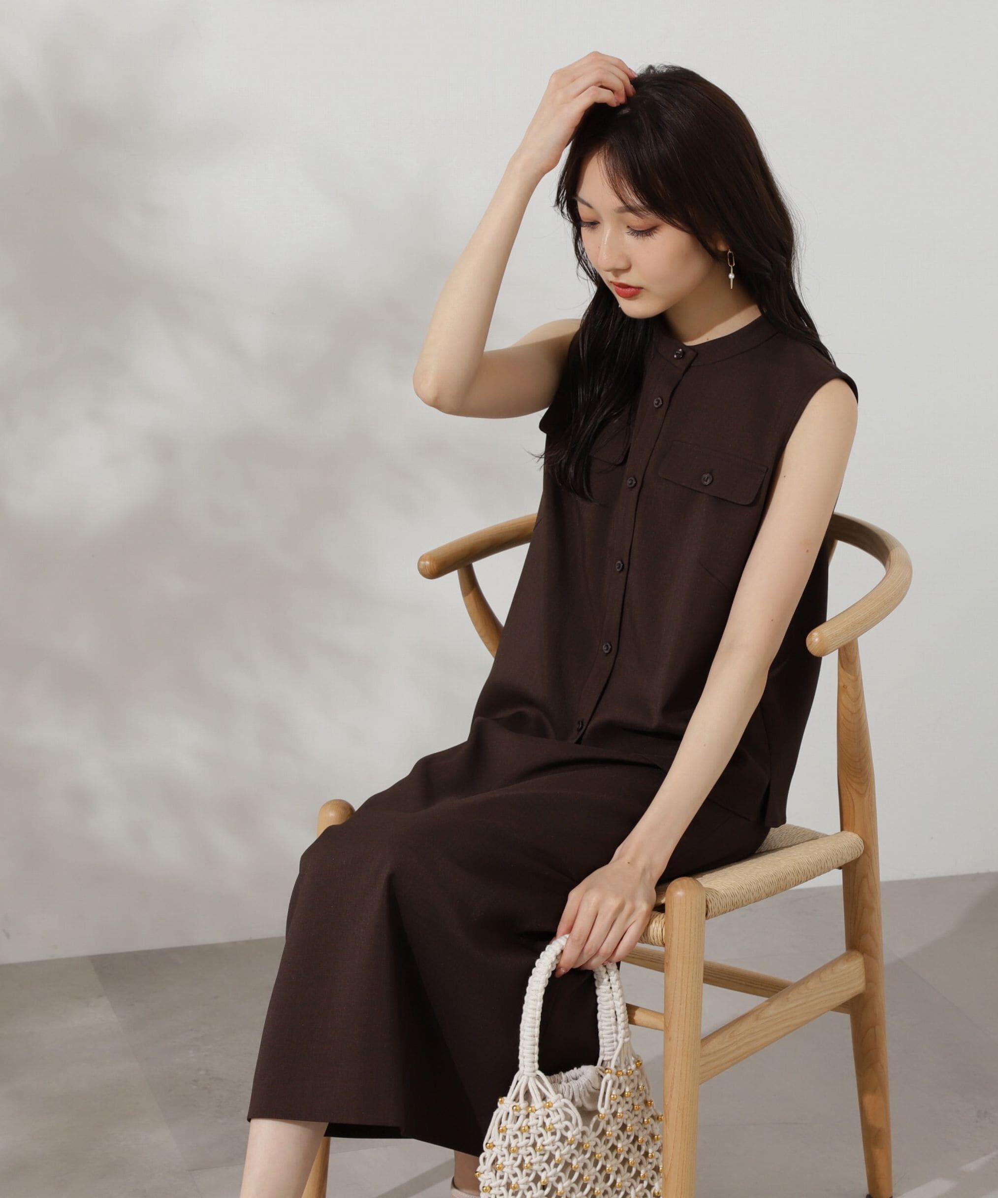 PROPORTION BODY DRESSING「ベーシックフロント釦ノースリブラウス」|シャツ・ブラウス|