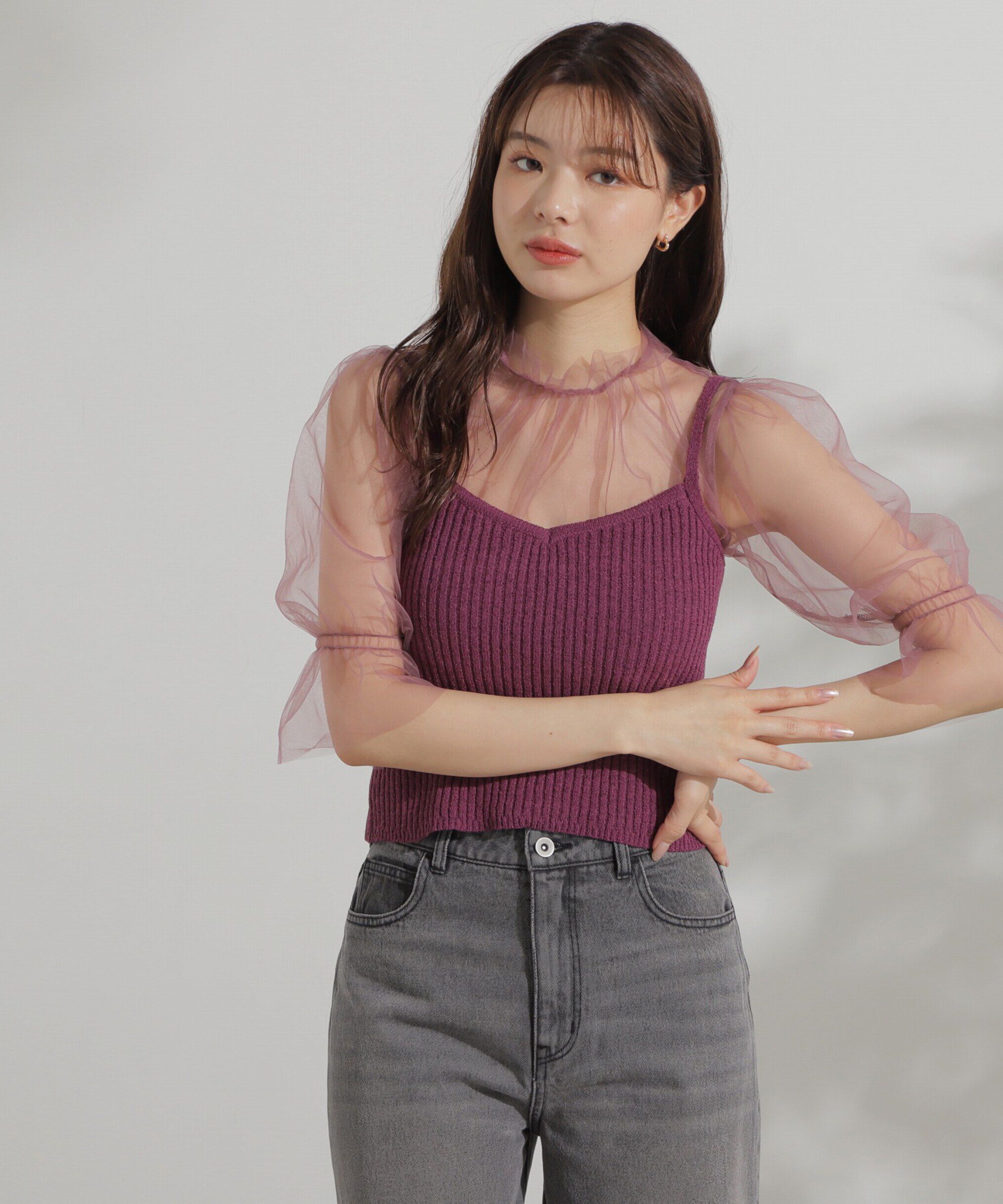 PROPORTION BODY DRESSING「チュールトップス&times;ニットビスチェ」|ニット・セーター|