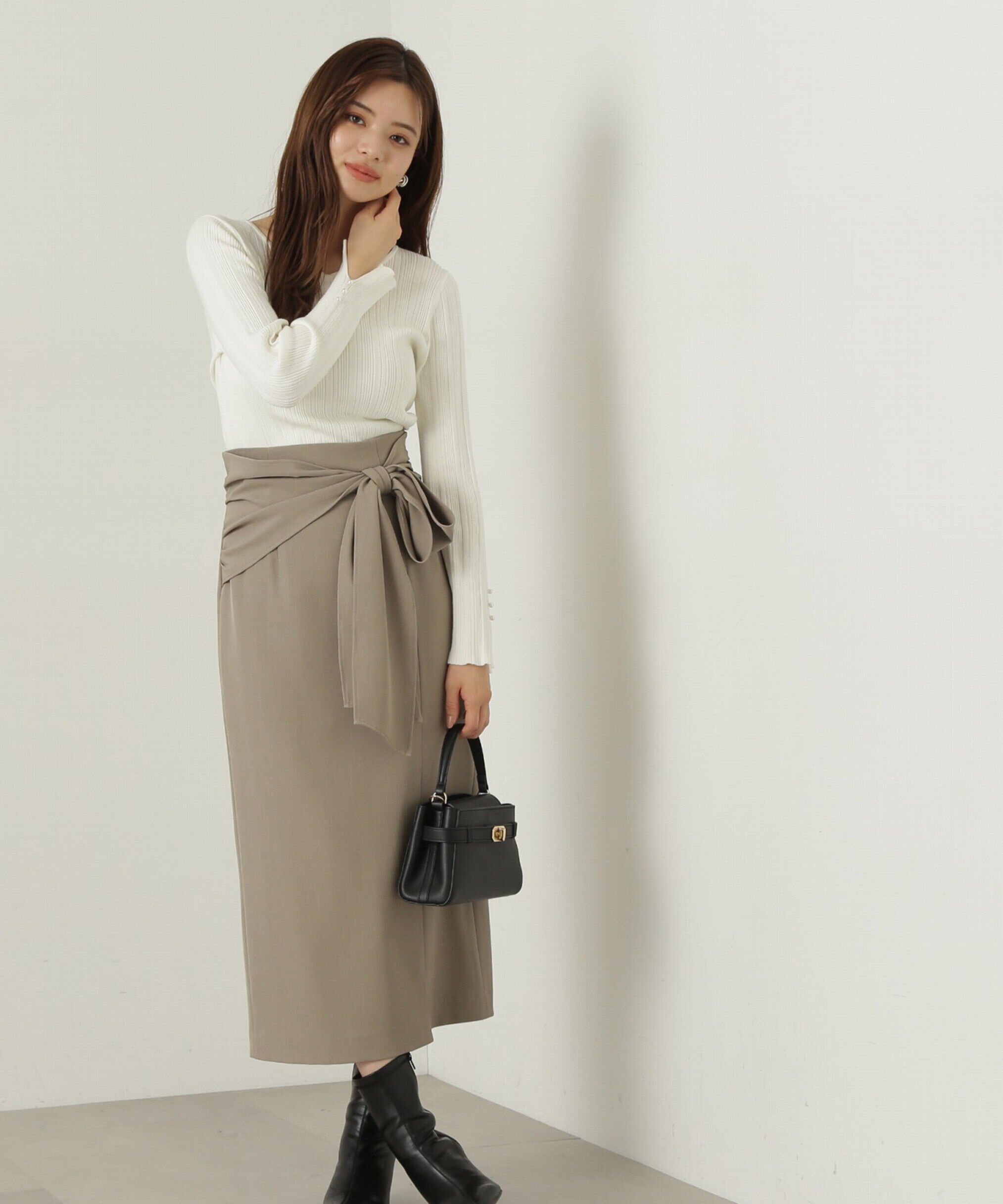PROPORTION BODY DRESSING「ラップ風リボンタイトスカート　24AW」|スカート|
