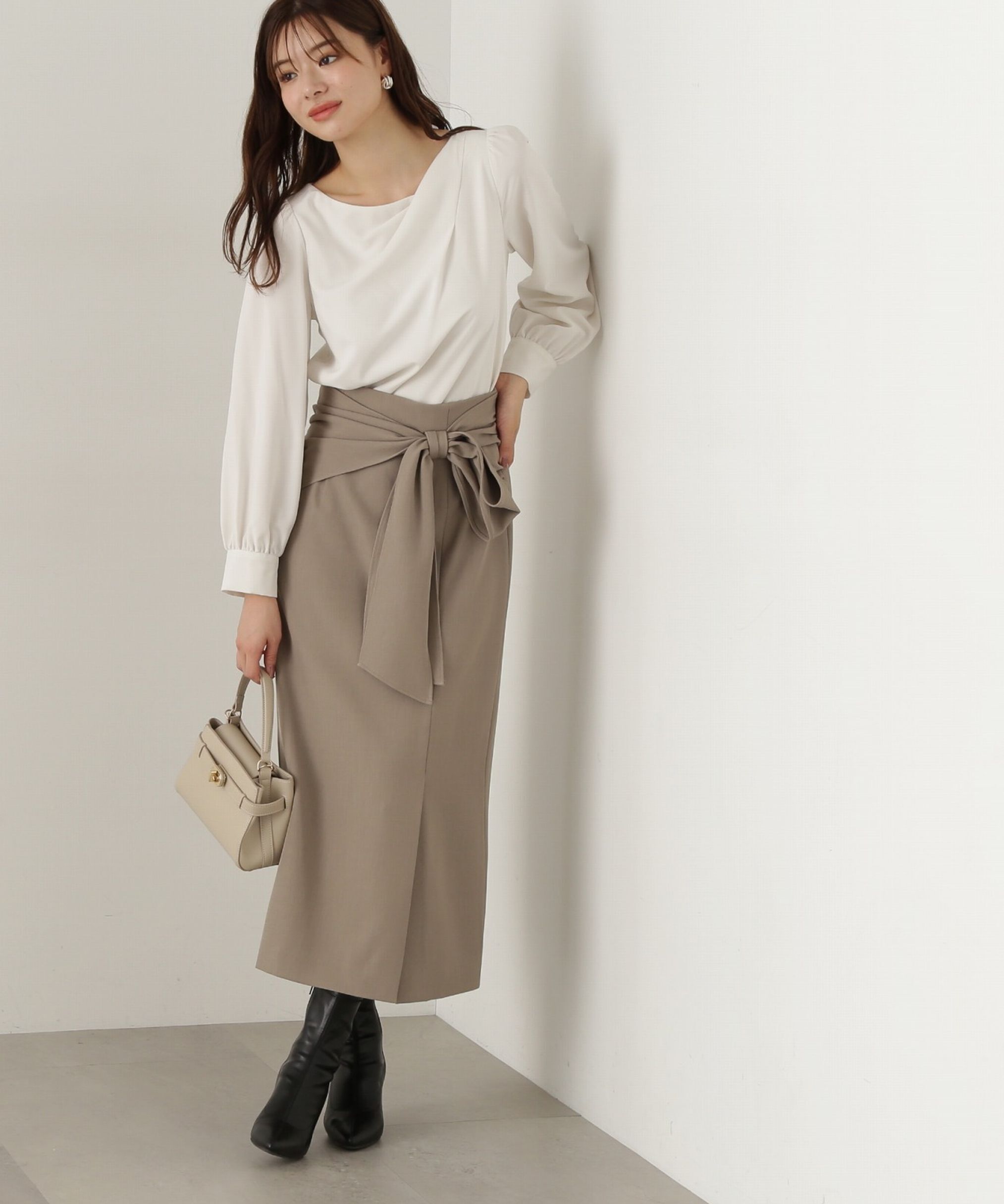 PROPORTION BODY DRESSING「ラップ風リボンタイトスカート　24AW」|スカート|