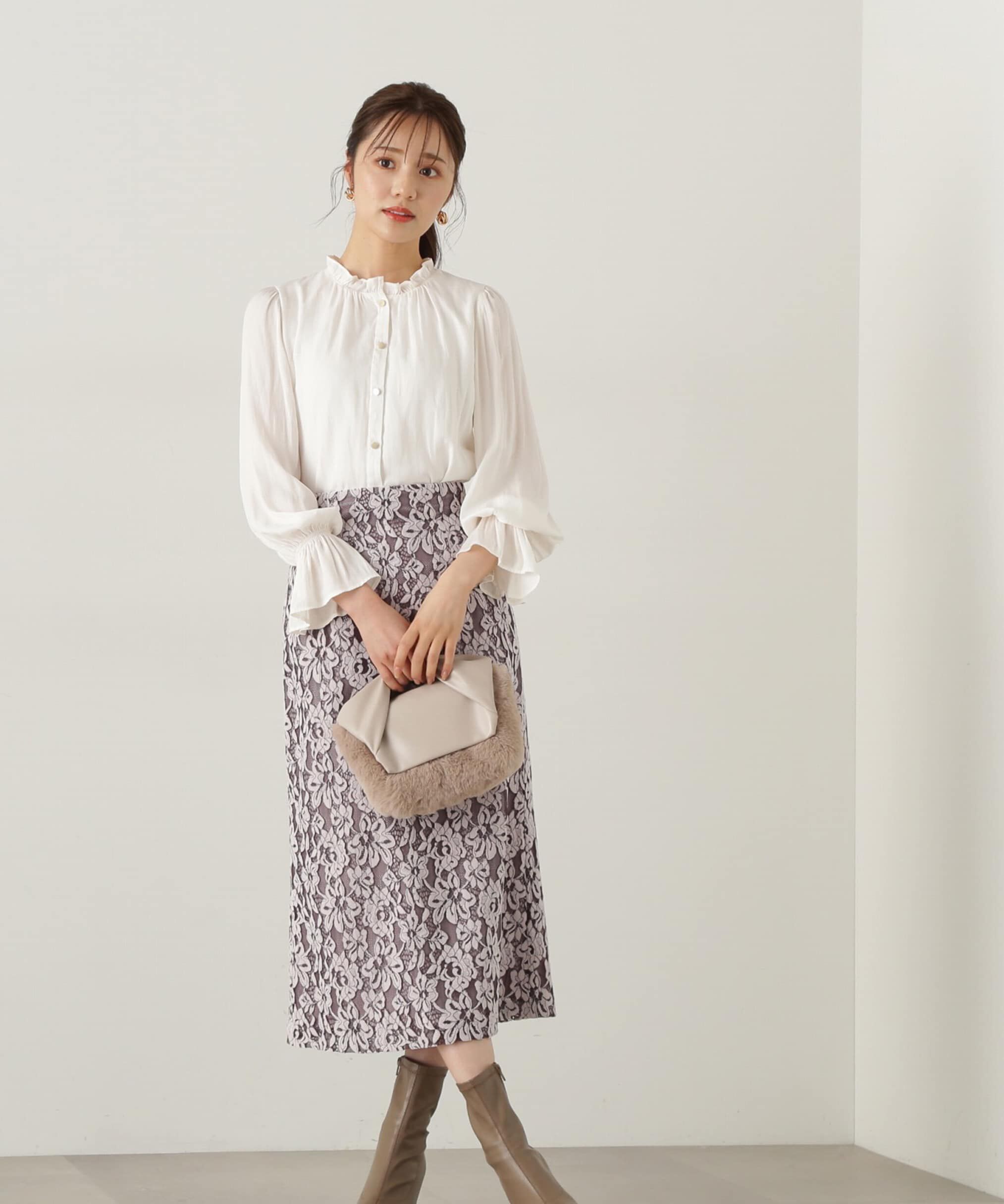 PROPORTION BODY DRESSING「モールレースタイトスカート　24AW」|スカート|