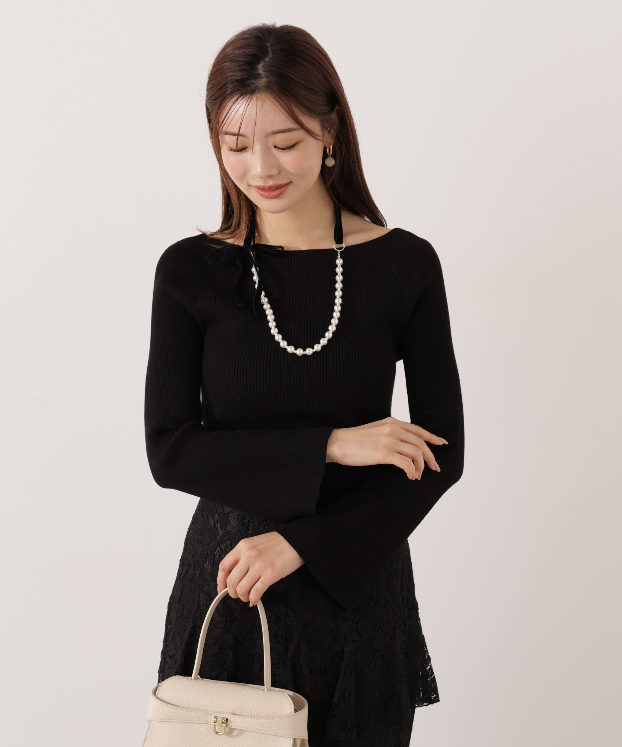 PROPORTION BODY DRESSING「＜ウォッシャブル＞フレアスリーブオフショルニット」|ニット・セーター|