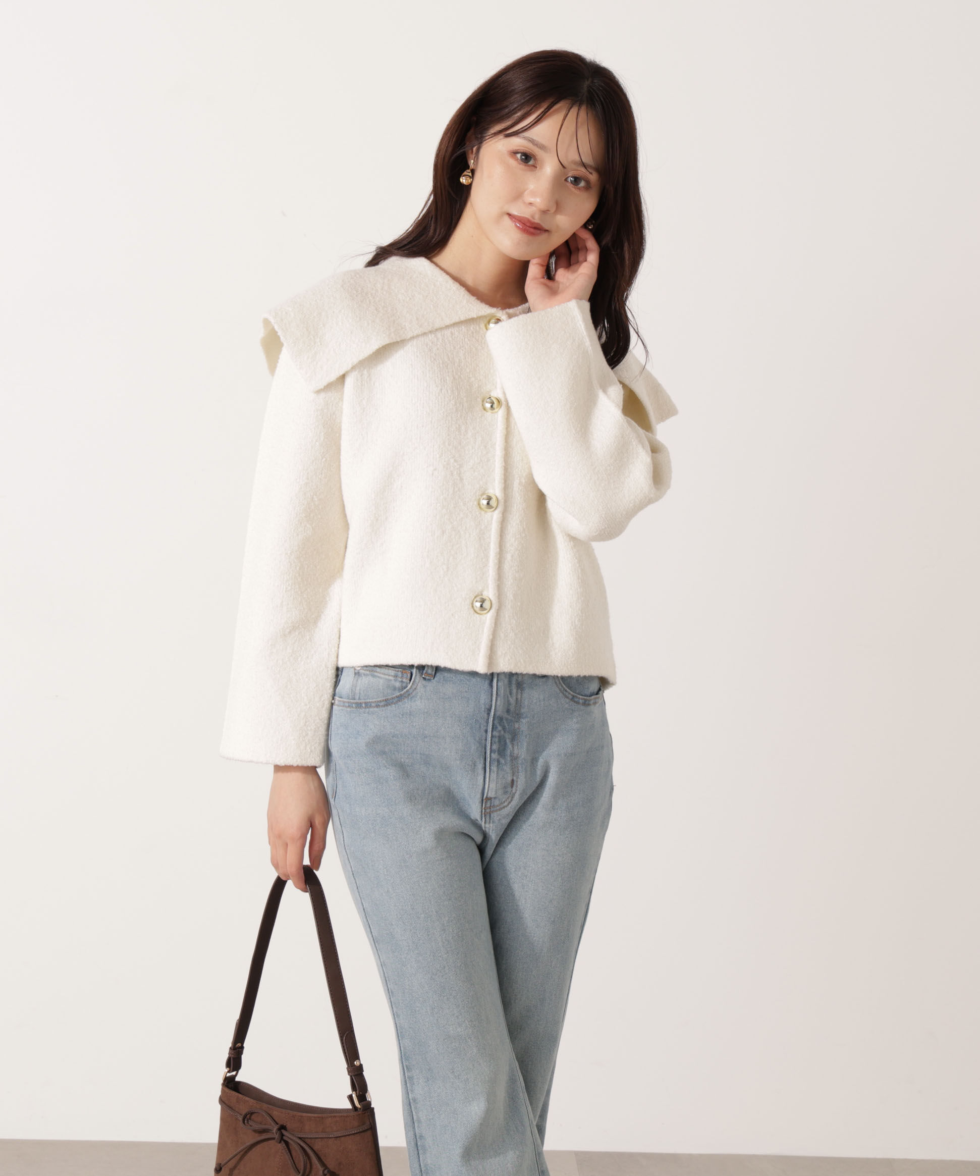 PROPORTION BODY DRESSING「ビッグカラーカーディガン 25AW」|カーディガン|