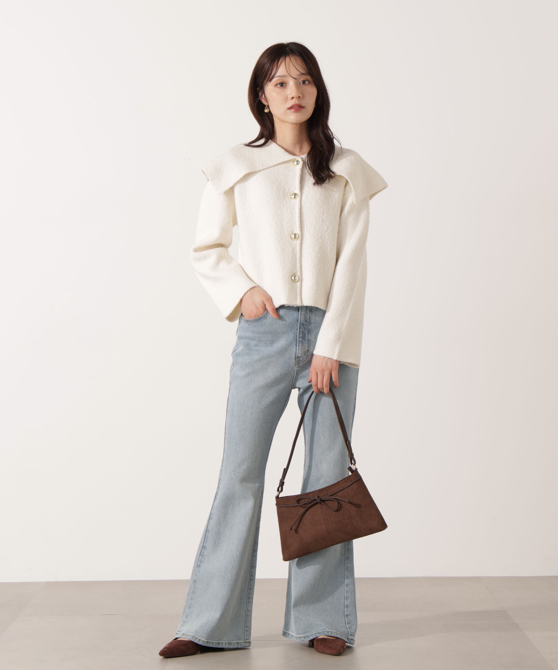 PROPORTION BODY DRESSING「ビッグカラーカーディガン 25AW」|カーディガン|