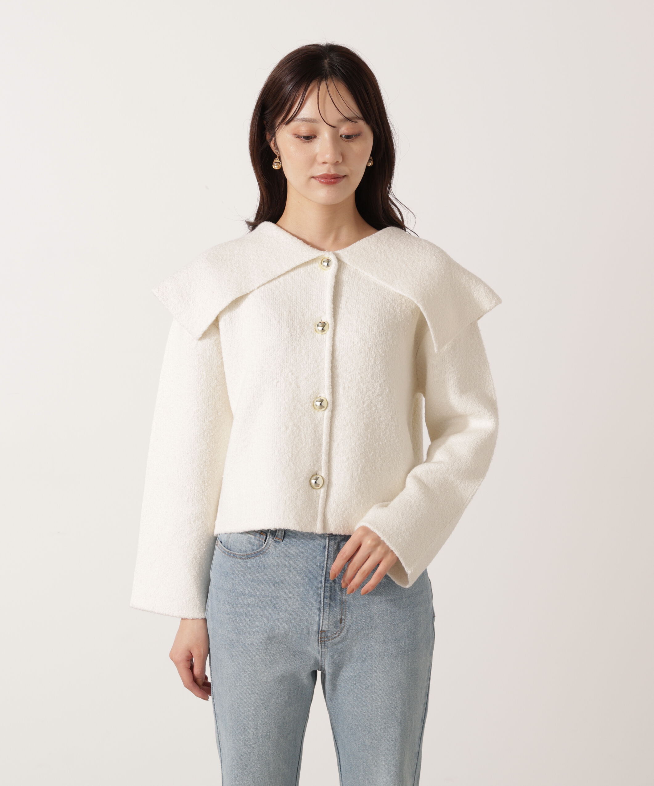 PROPORTION BODY DRESSING「ビッグカラーカーディガン 25AW」|カーディガン|