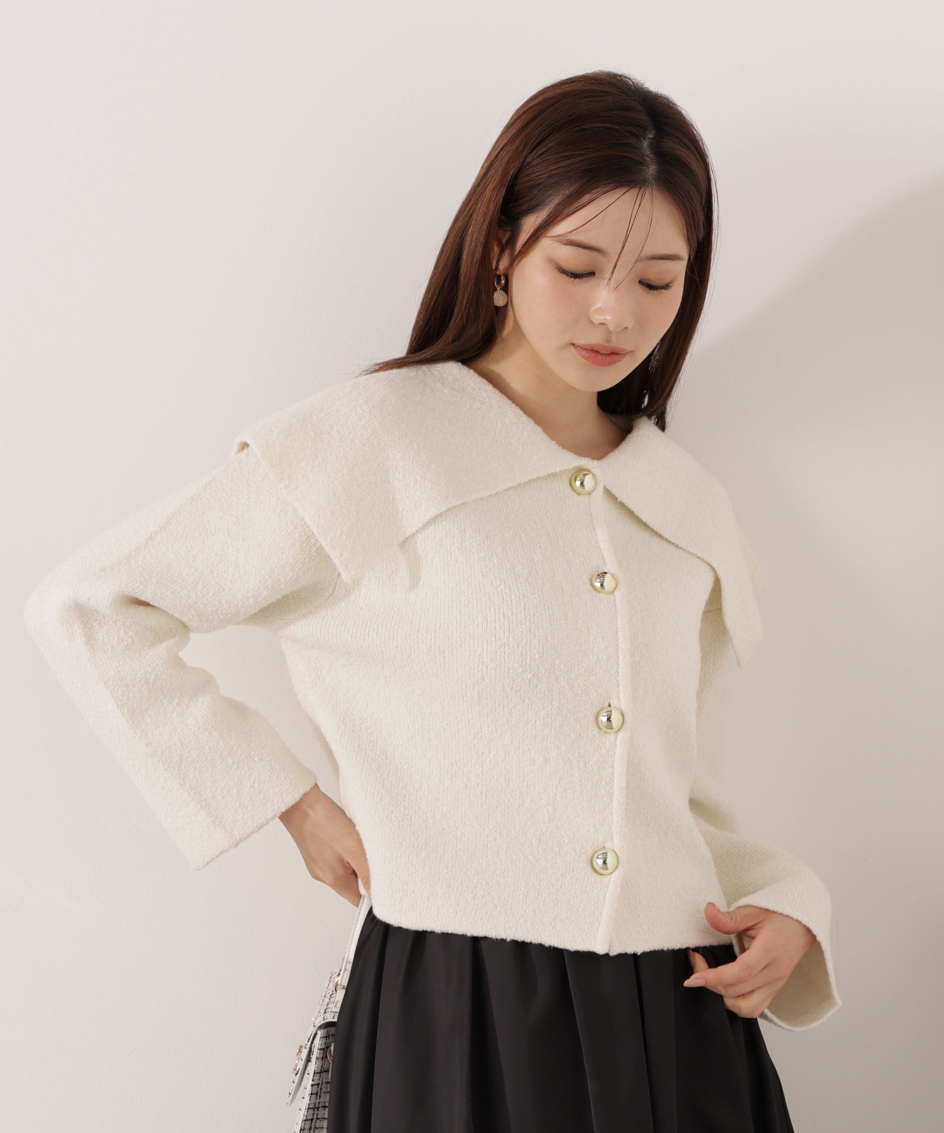 PROPORTION BODY DRESSING「ビッグカラーカーディガン 25AW」|カーディガン|