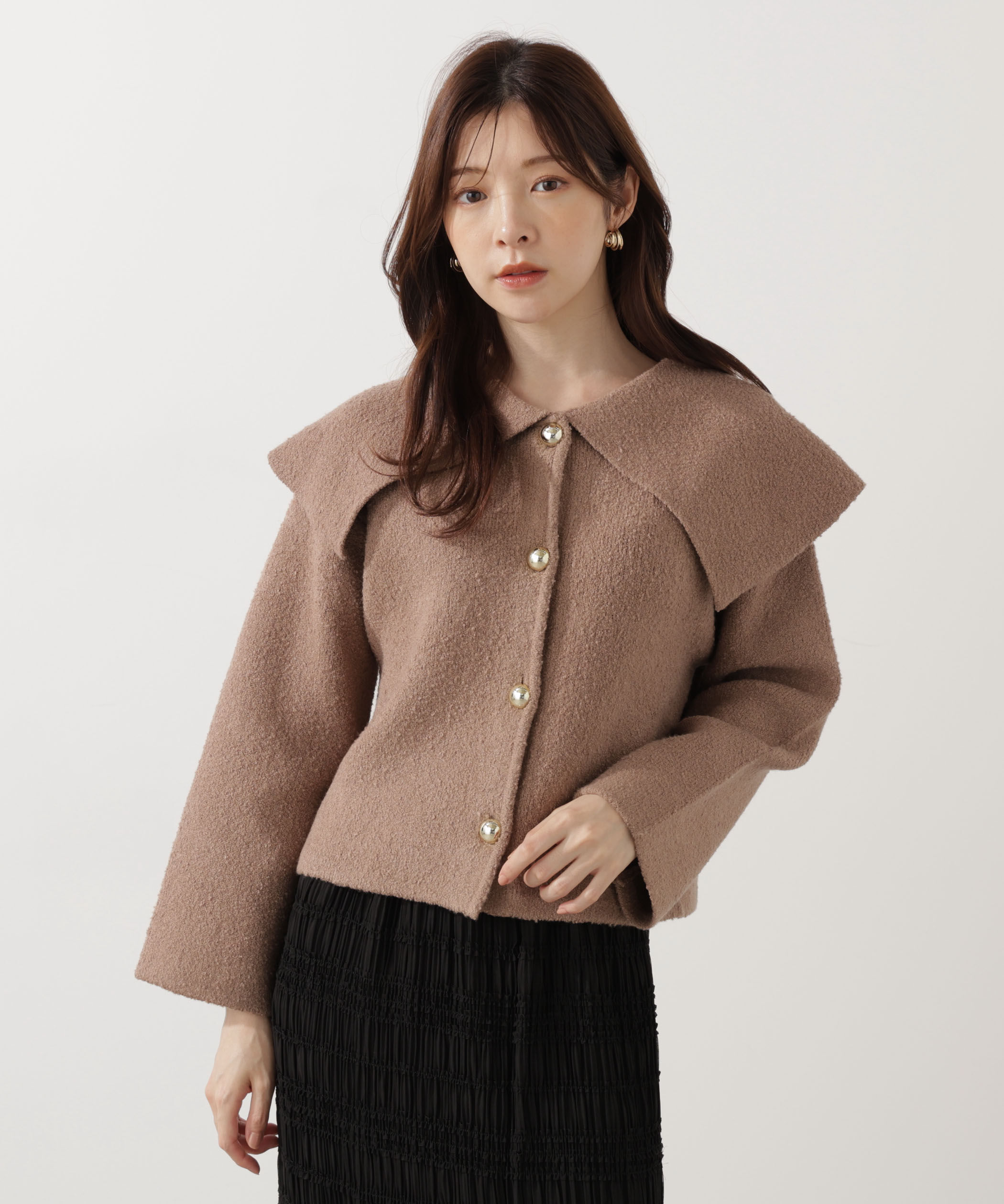 PROPORTION BODY DRESSING「ビッグカラーカーディガン 25AW」|カーディガン|ブラウン