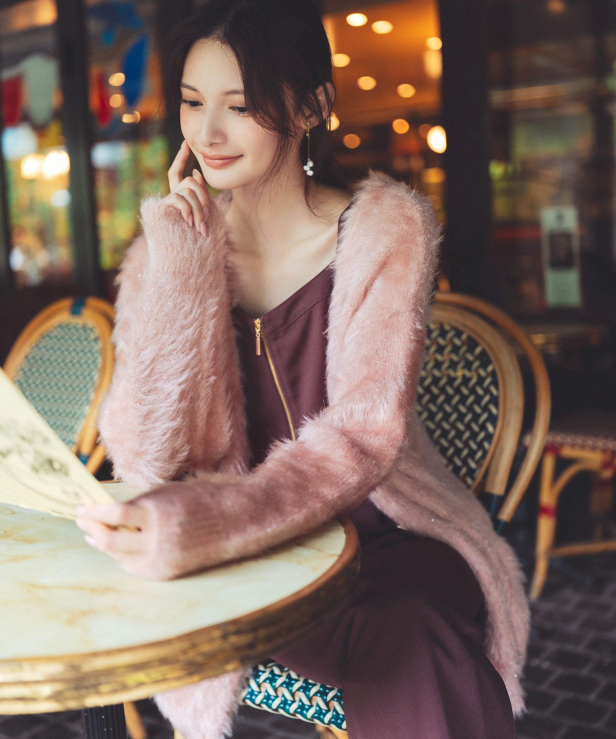 PROPORTION BODY DRESSING「キャットBIGカーディガン 25AW」|カーディガン|ピンク