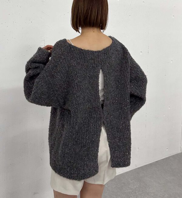 archives「ラメブークレバックシャンミドルニット」|ニット・セーター|CHARCOAL GRAY