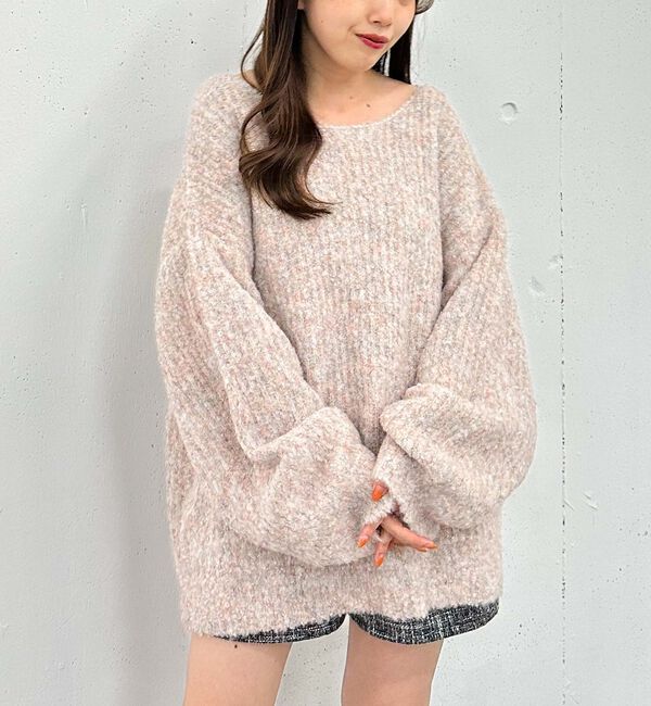 archives「ラメブークレバックシャンミドルニット」|ニット・セーター|PINK