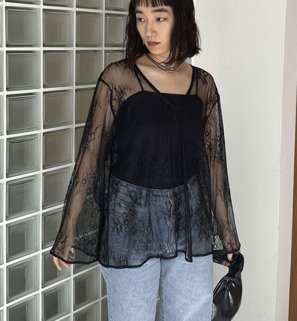 Doux archives「Ｖネックレースブラウス」|シャツ・ブラウス|