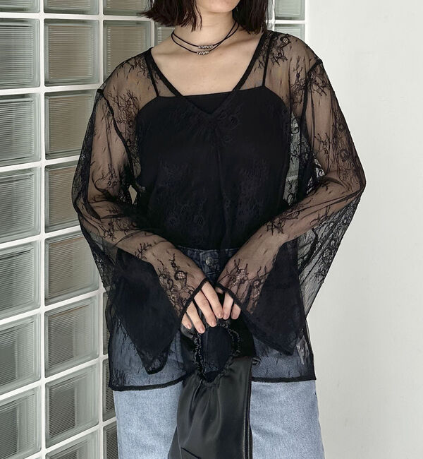 Doux archives「Ｖネックレースブラウス」|シャツ・ブラウス|