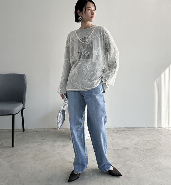 Doux archives「Ｖネックレースブラウス」|シャツ・ブラウス|