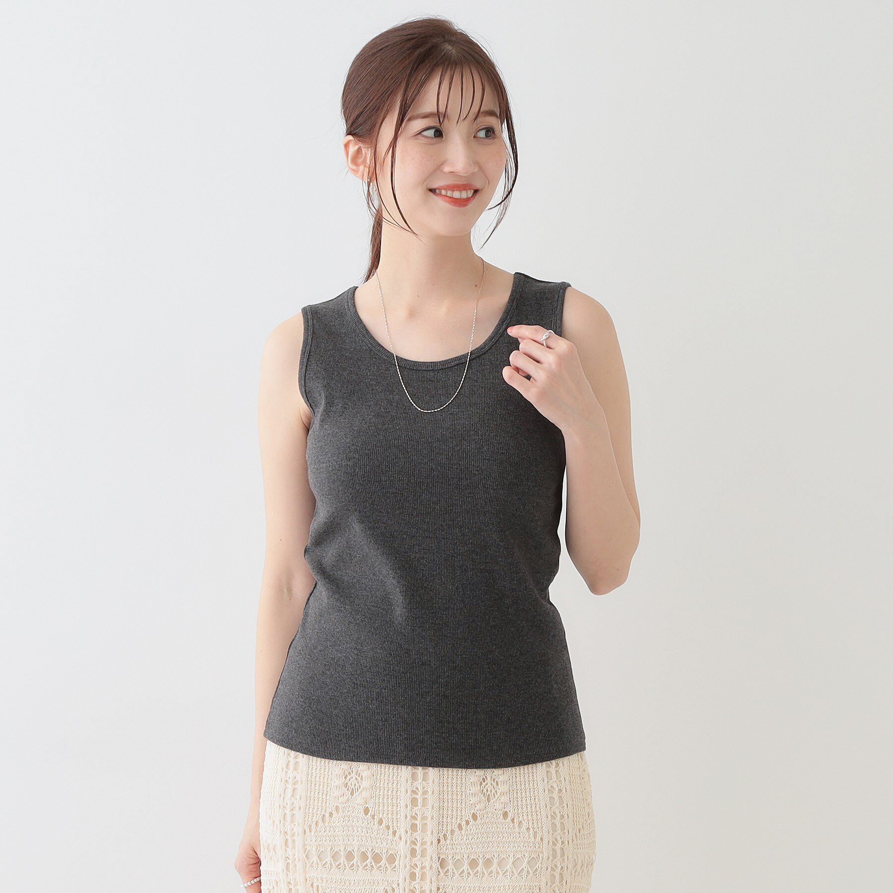 SHOO･LA･RUE「【洗える/S-LL】色違いで揃えたい テレコリブタンクトップ」|キャミソール|