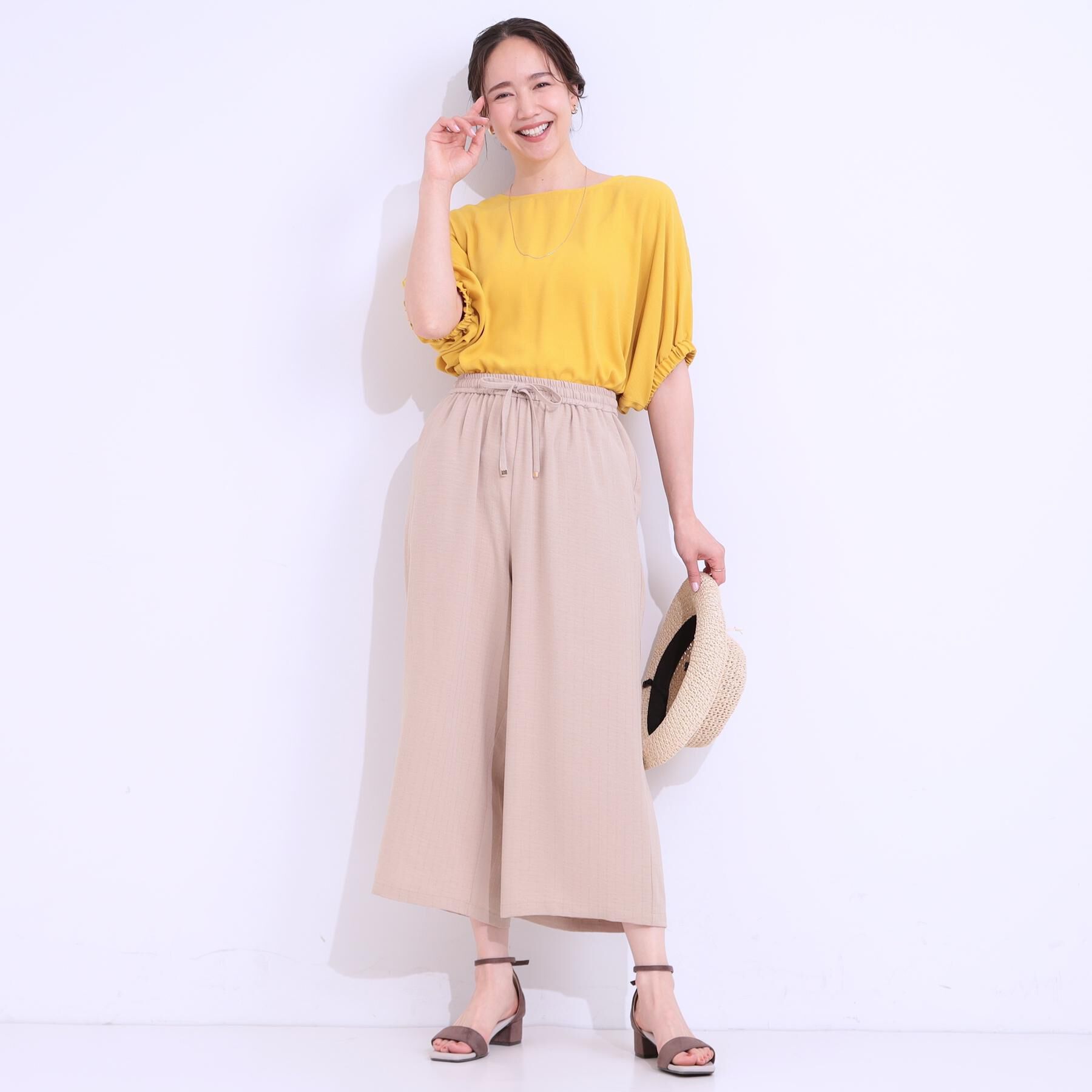 SHOO･LA･RUE「【着丈選べる/ひんやり】ストライプ見えイージーワイドパンツ」|その他|