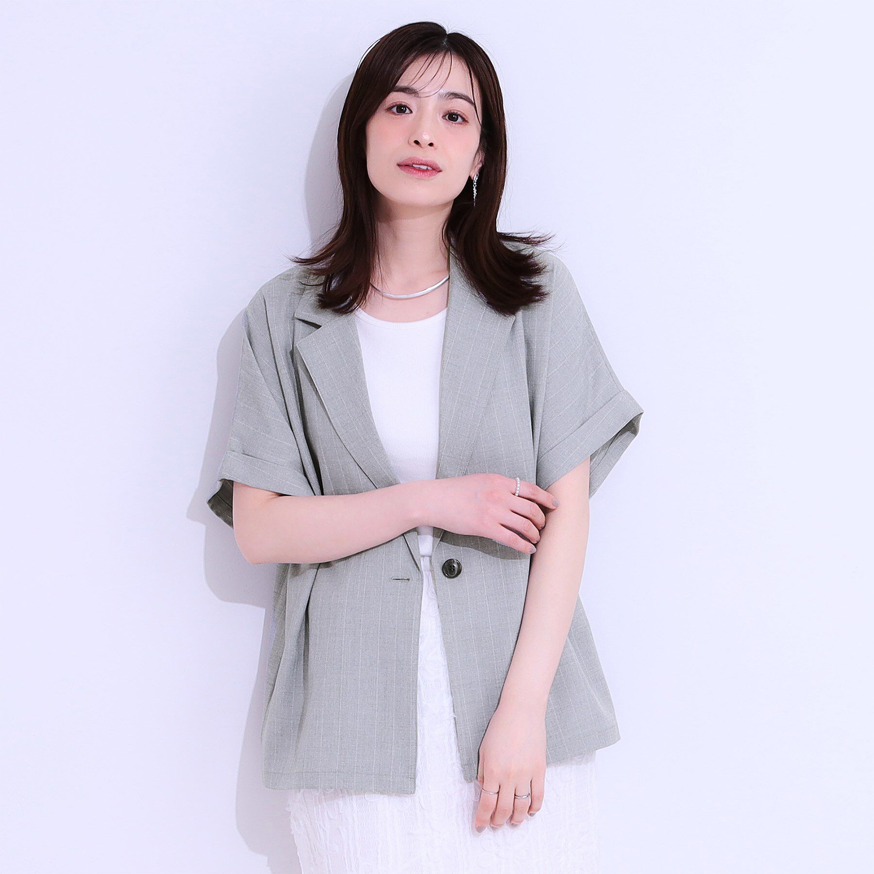 SHOO･LA･RUE「【セットアップ可】麻調半袖ジャケット」|テーラードジャケット|