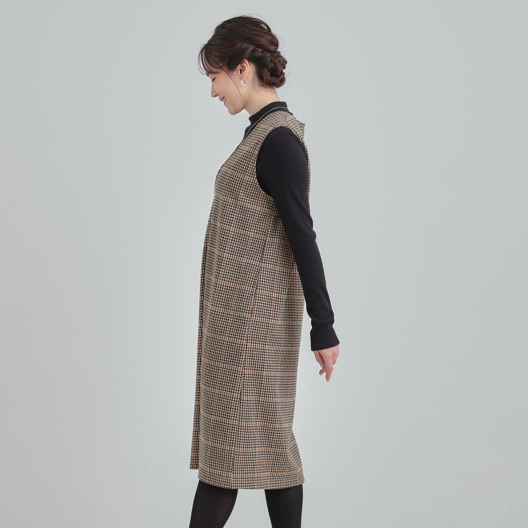 SHOO･LA･RUE「【2点セット/洗濯機可】時短でコーデが決まる ジャンドレ+リブインナー」|ワンピース|