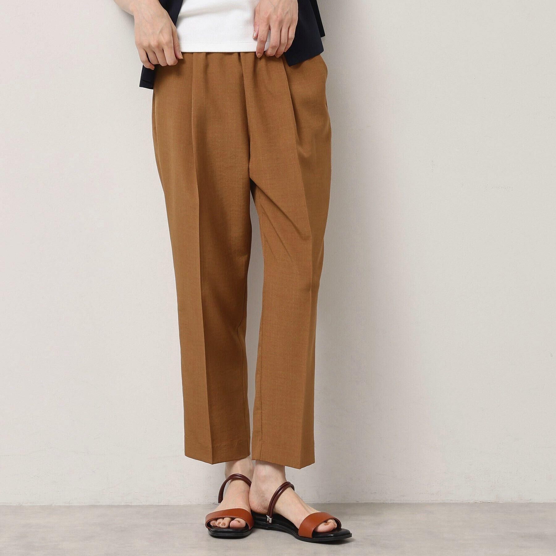 Dessin「【ウエストゴム・洗える】センターライン入りテーパードパンツ（XS～L）」|その他|キャメルブラウン(0