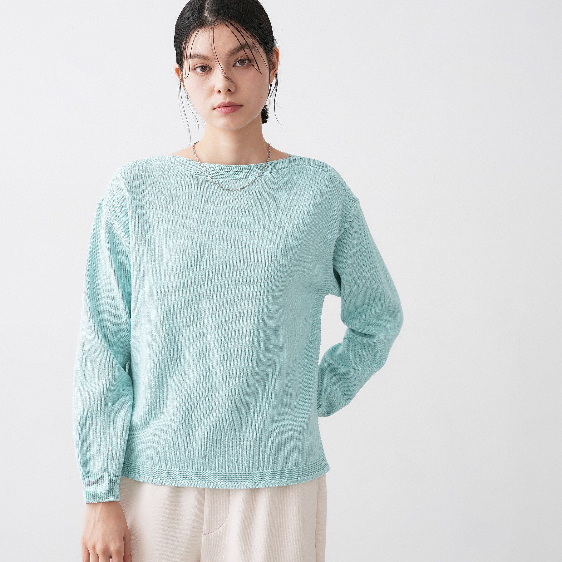 Dessin「【洗える】ミドルゲージボートネックカラーニット」|ニット・セーター|