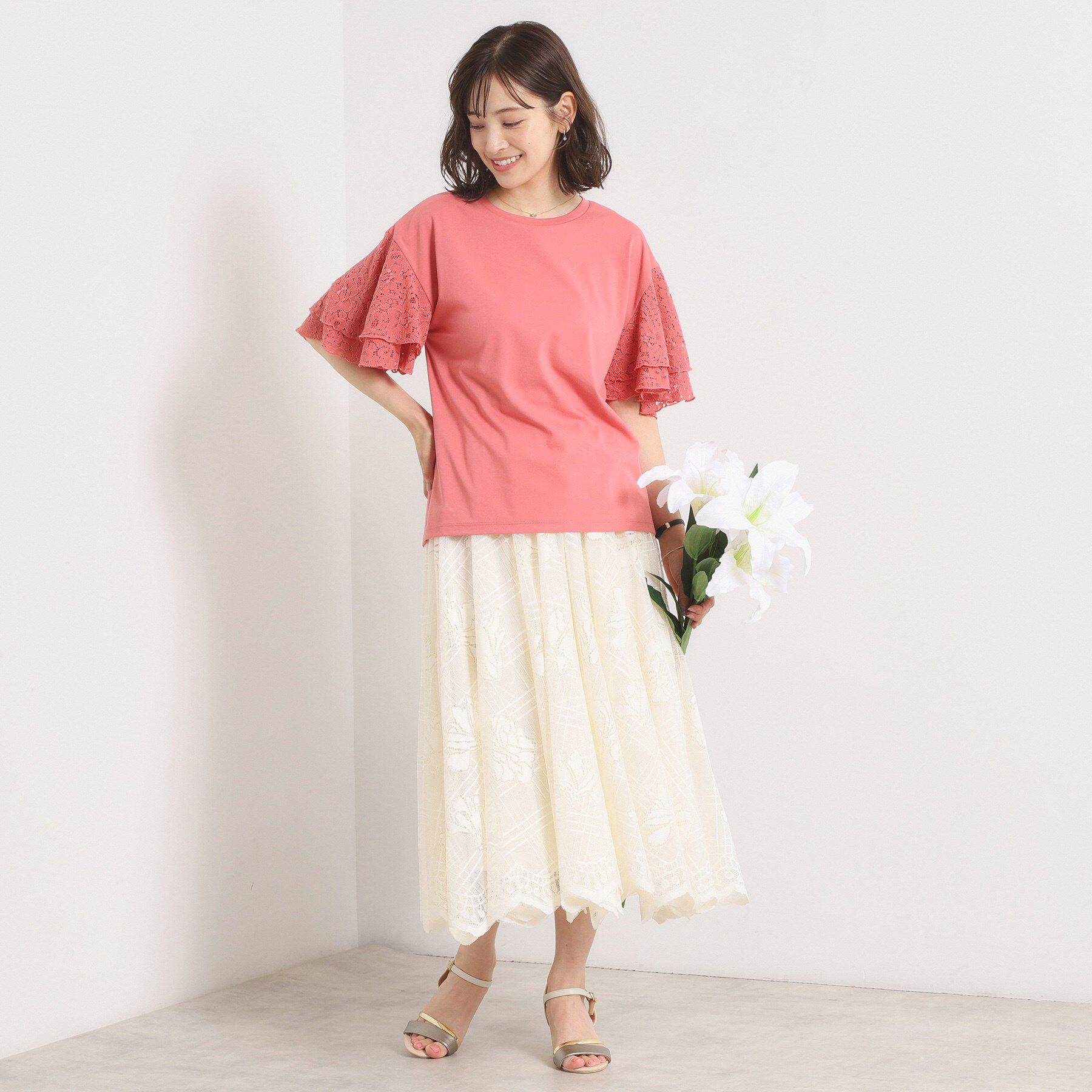 ITS&rsquo;DEMO「【手洗い可】袖フレアレースプルオーバー」|Tシャツ・カットソー|