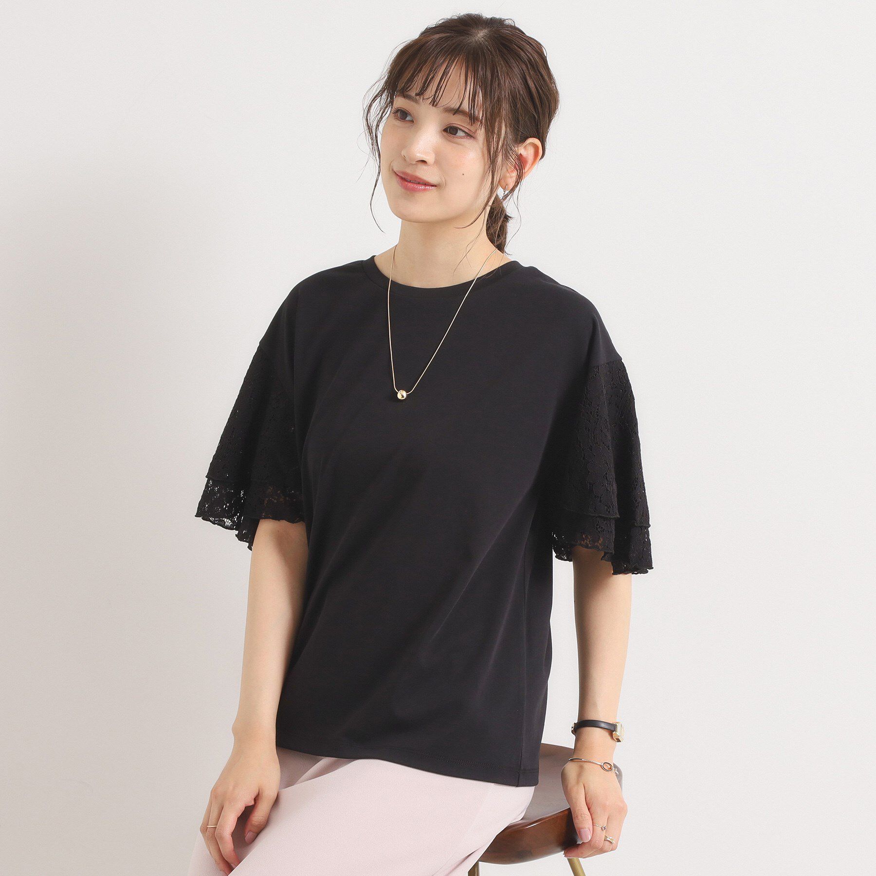 ITS&rsquo;DEMO「【手洗い可】袖フレアレースプルオーバー」|Tシャツ・カットソー|