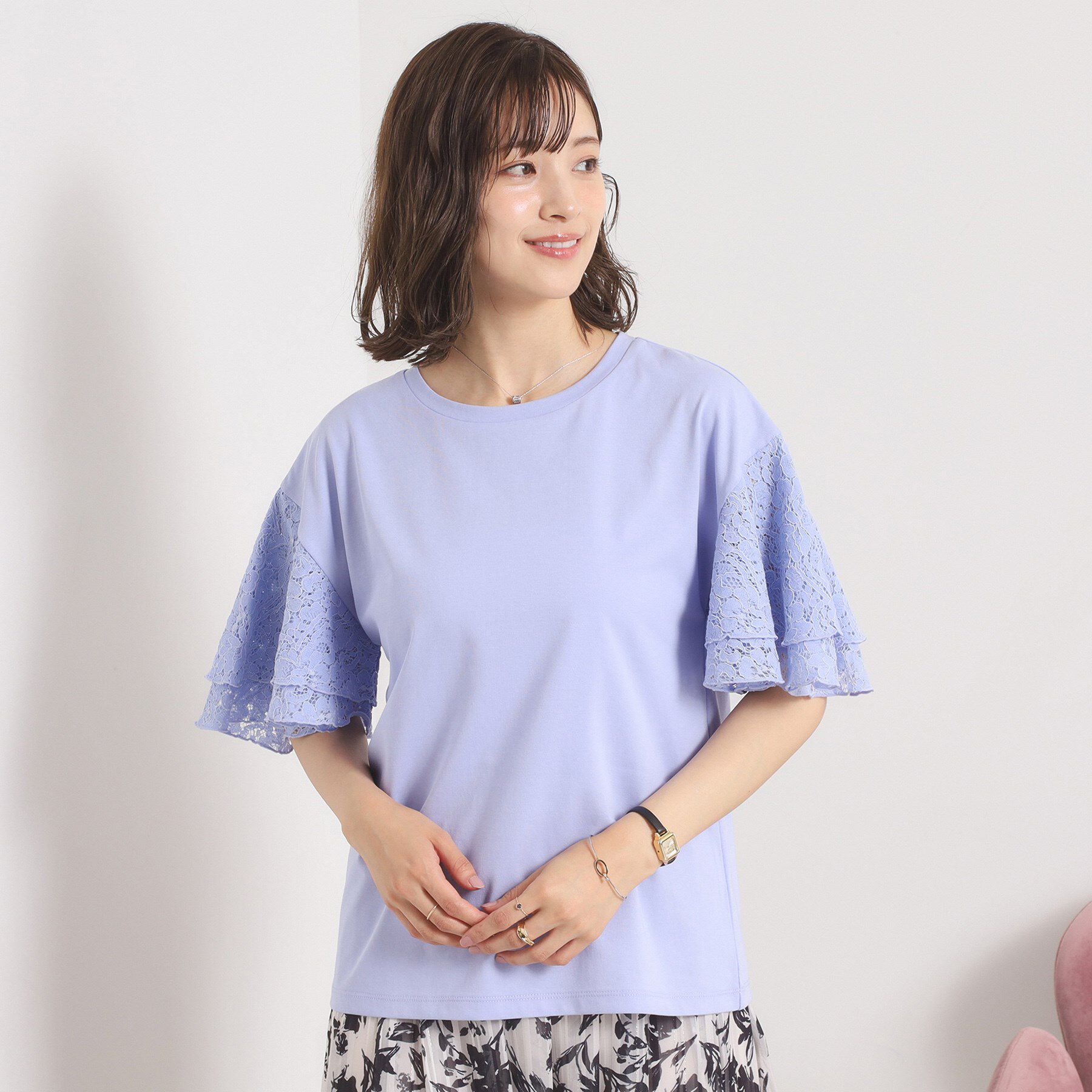 ITS&rsquo;DEMO「【手洗い可】袖フレアレースプルオーバー」|Tシャツ・カットソー|