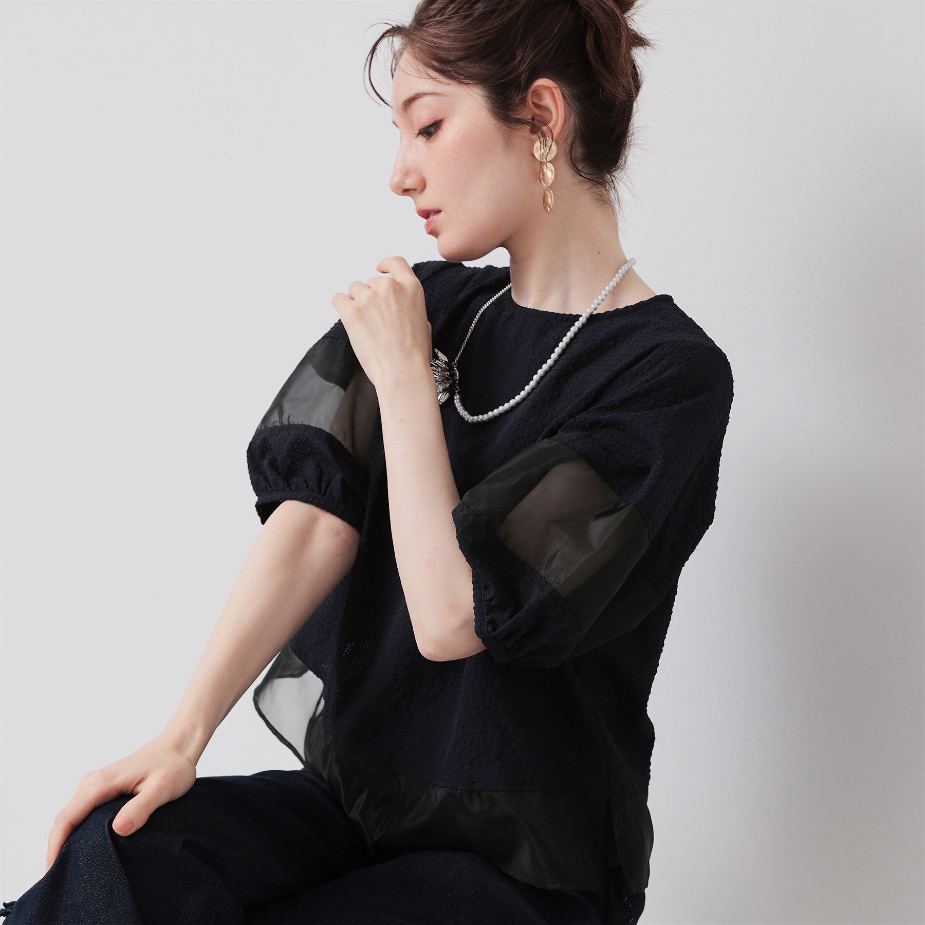 SunaUna「【7分袖／秋まで着られる】Tブラウス」|シャツ・ブラウス|