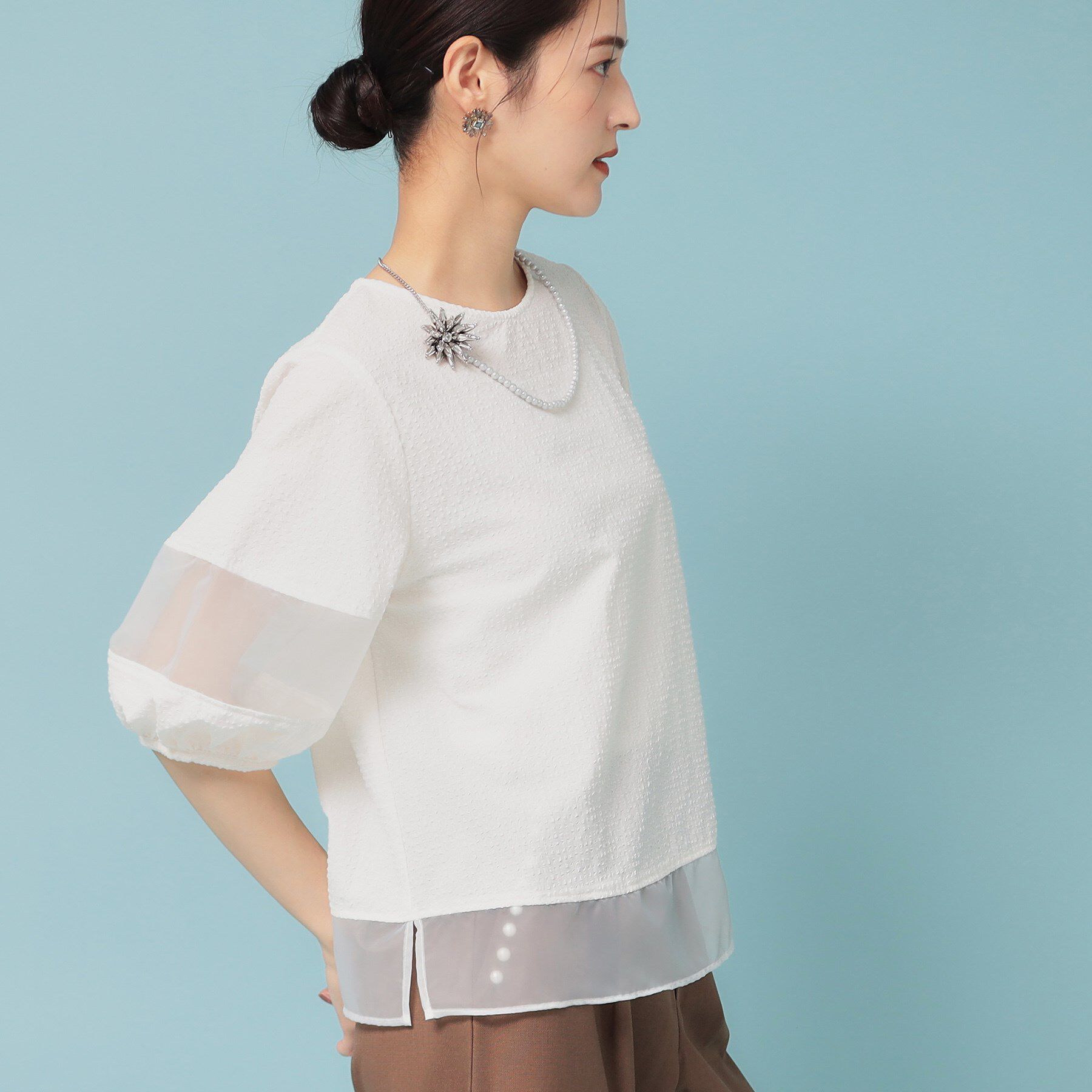 SunaUna「【7分袖／秋まで着られる】Tブラウス」|シャツ・ブラウス|