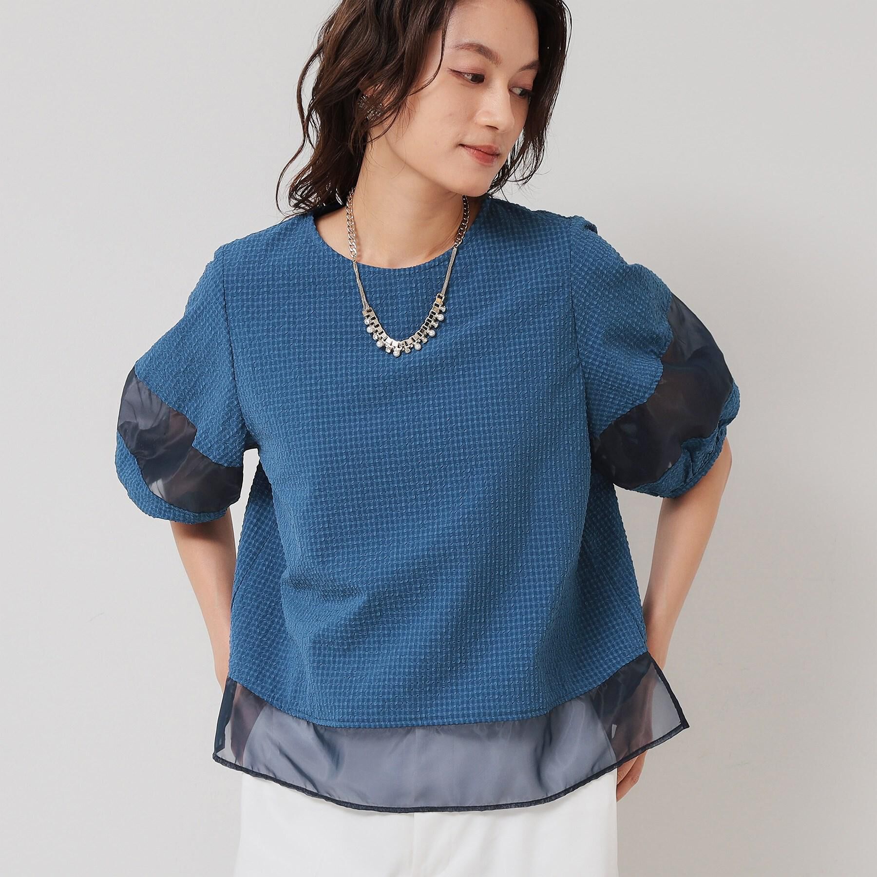 SunaUna「【7分袖／秋まで着られる】Tブラウス」|シャツ・ブラウス|ブルー(092)