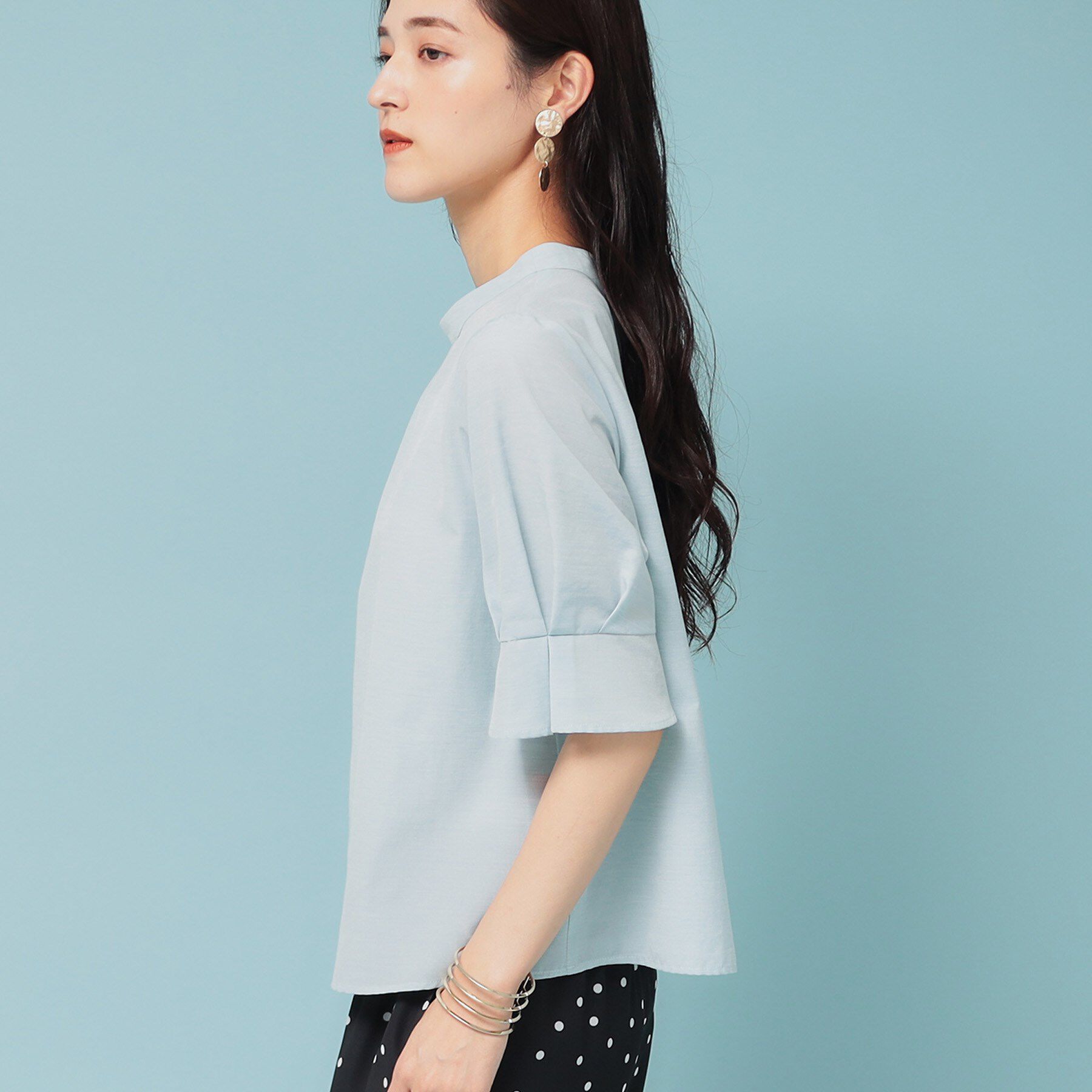 SunaUna「【きれいめ／定番シルエット】スタンドネックブラウス」|シャツ・ブラウス|