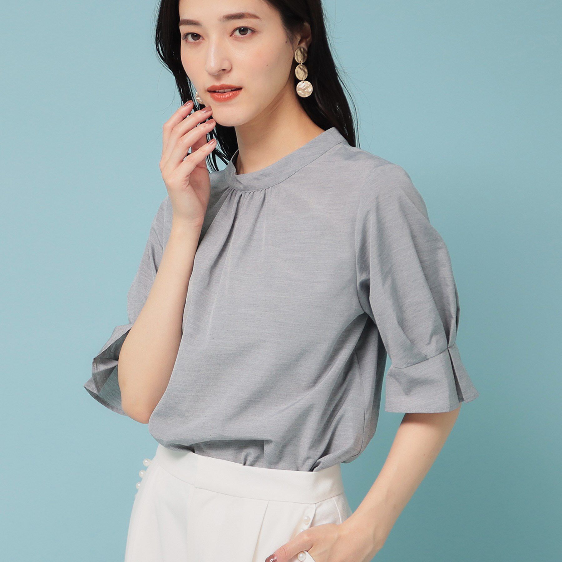 SunaUna「【きれいめ／定番シルエット】スタンドネックブラウス」|シャツ・ブラウス|