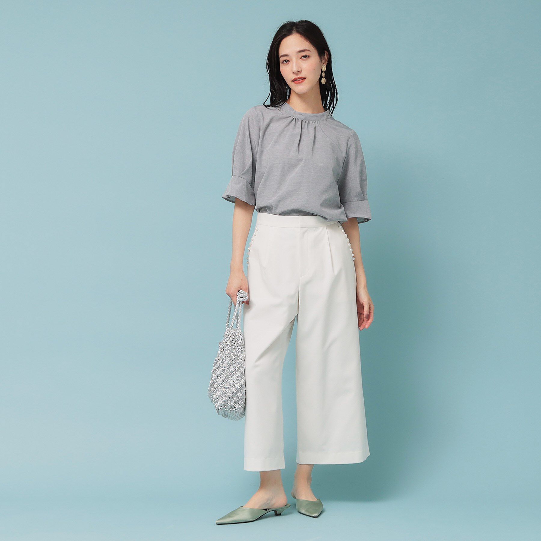 SunaUna「【きれいめ／定番シルエット】スタンドネックブラウス」|シャツ・ブラウス|