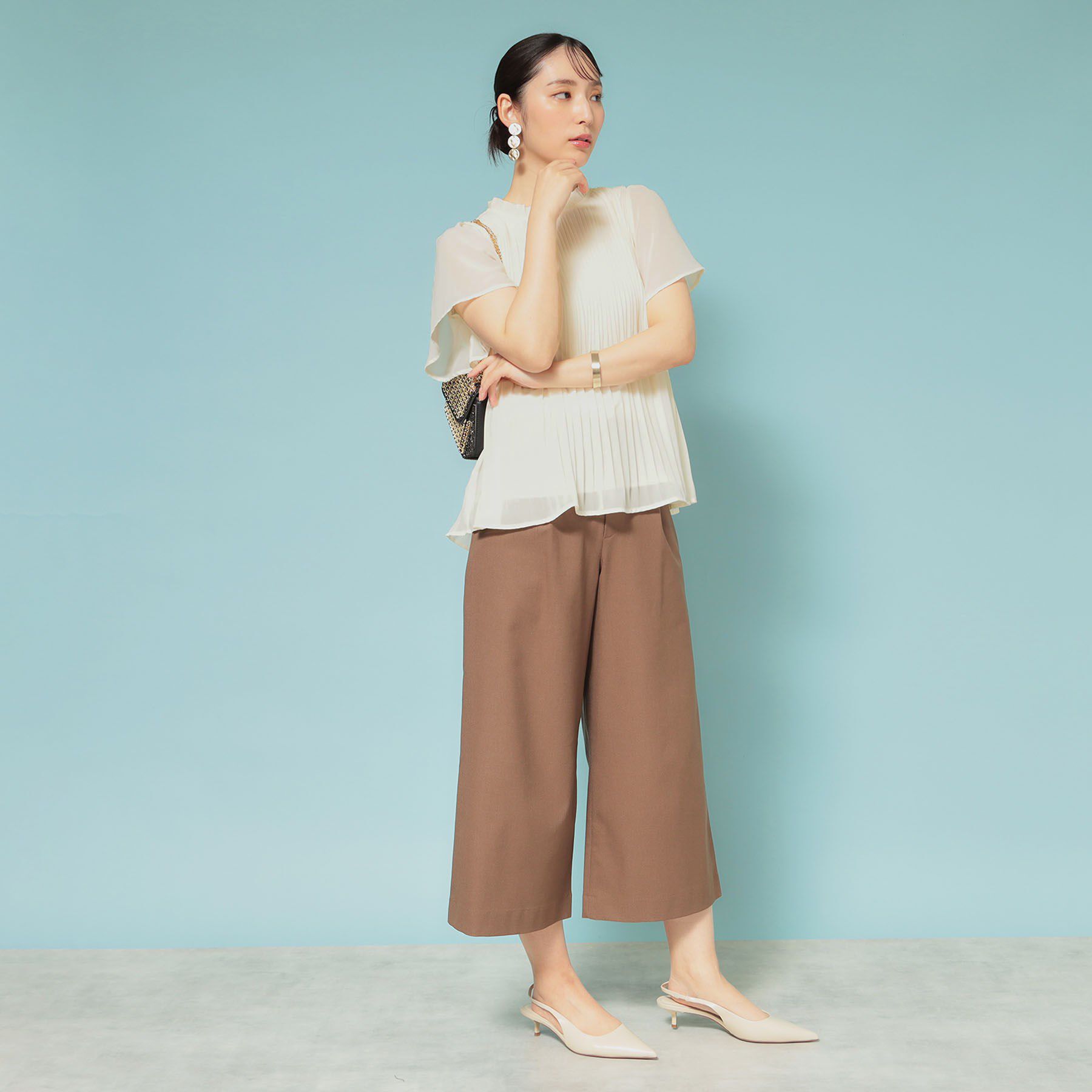 SunaUna「【新作／プリーツ／フレアスリーブ】Aラインブラウス」|シャツ・ブラウス|