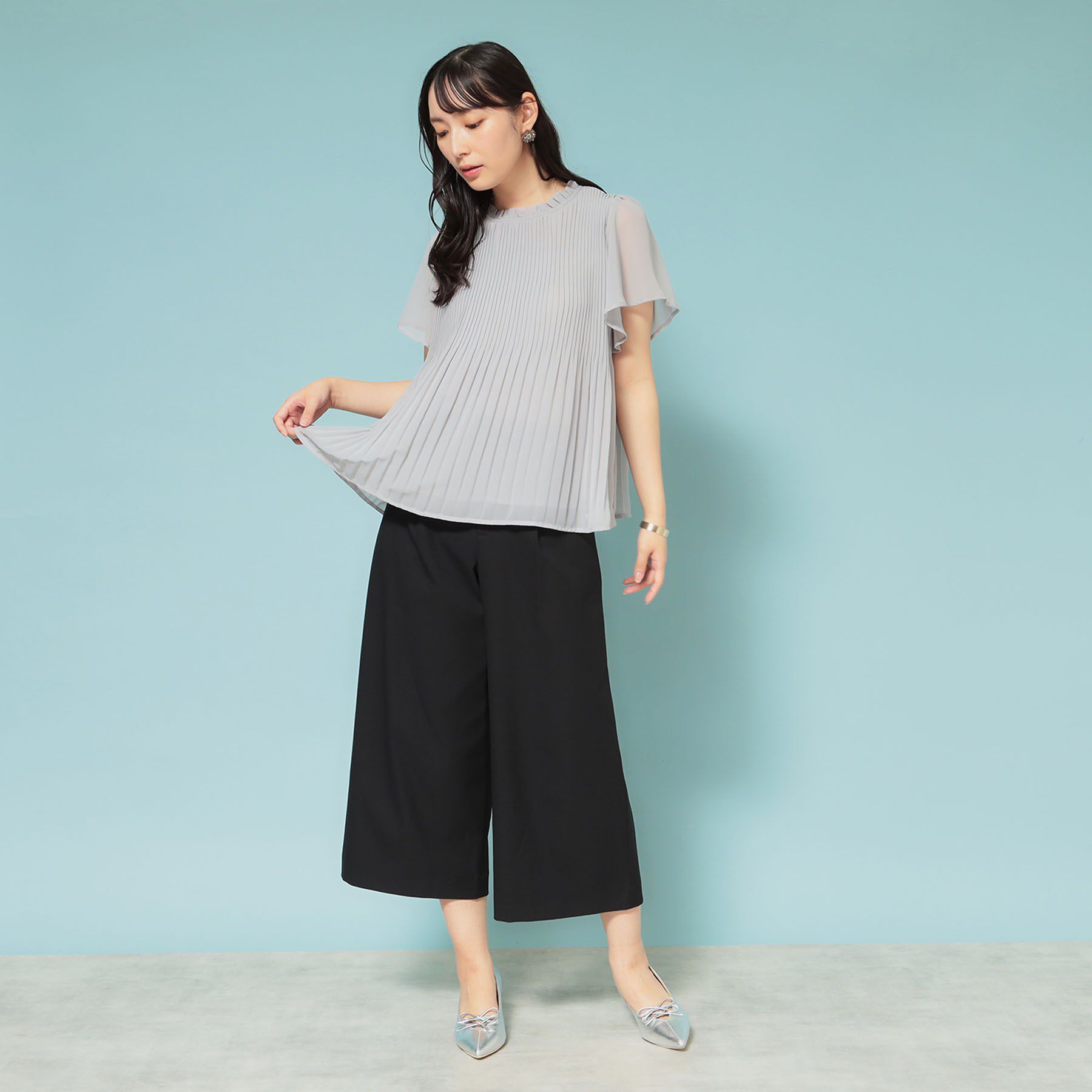 SunaUna「【新作／プリーツ／フレアスリーブ】Aラインブラウス」|シャツ・ブラウス|
