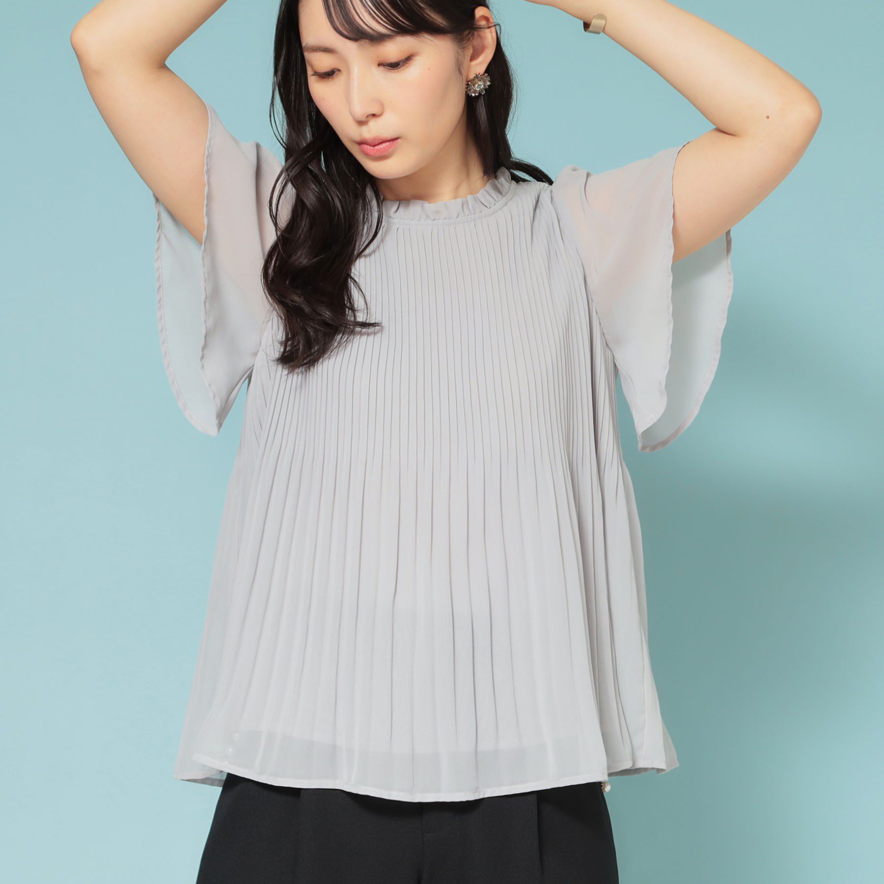 SunaUna「【新作／プリーツ／フレアスリーブ】Aラインブラウス」|シャツ・ブラウス|